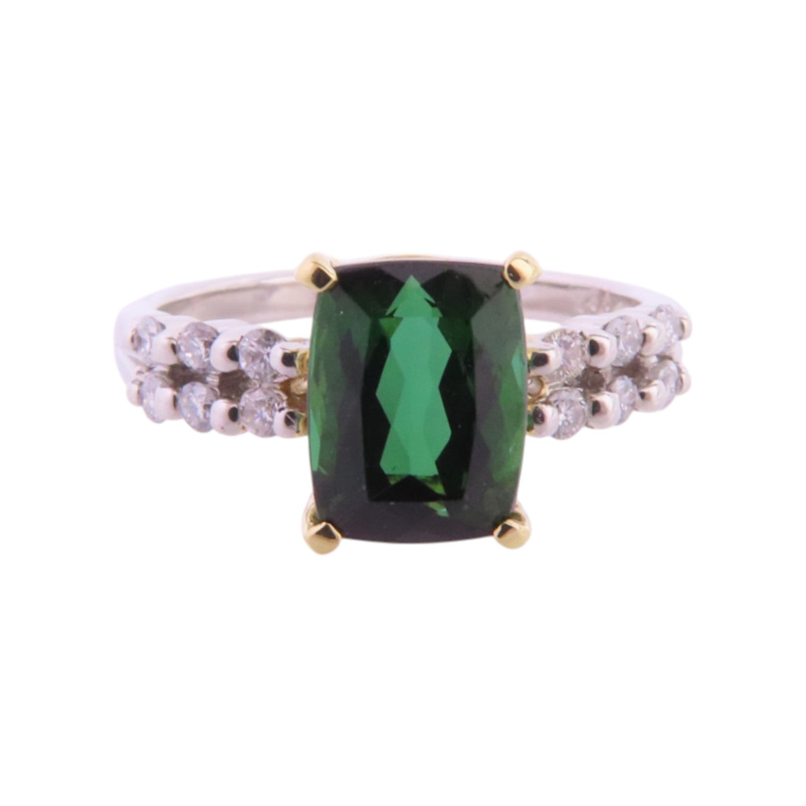 JEWELRY PT900鉑金/18K黃金/碧璽石/鑽石Tourmaline  Diamond Ring戒指US#6