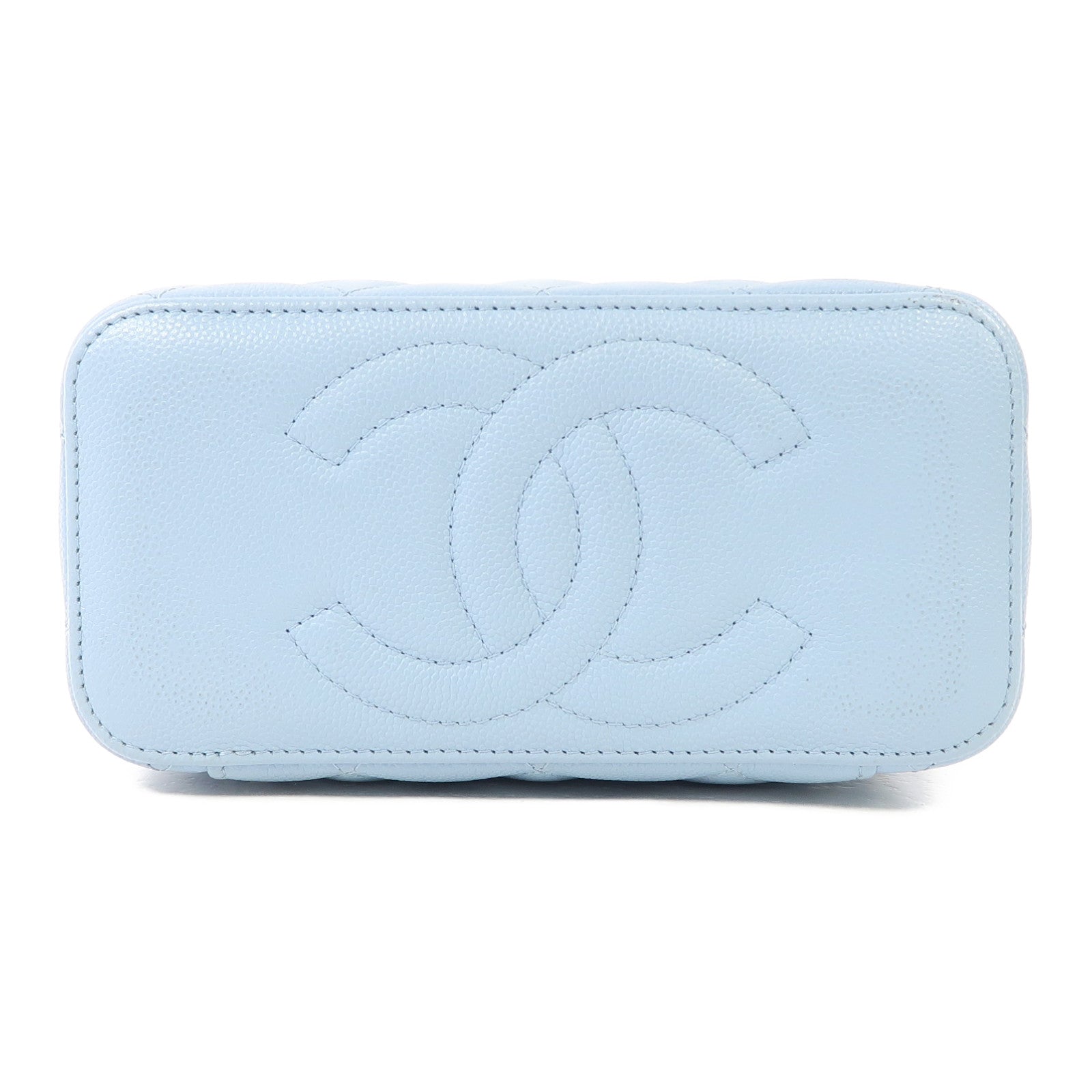 CHANEL 【激減優惠】菱格牛皮皮革Vanity Case金扣鏈帶肩背袋藍色