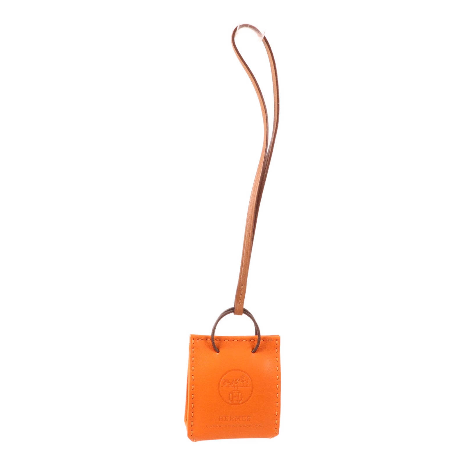 HERMES Milo/Swift皮革Sac Orange Bag Charm掛飾Orange
