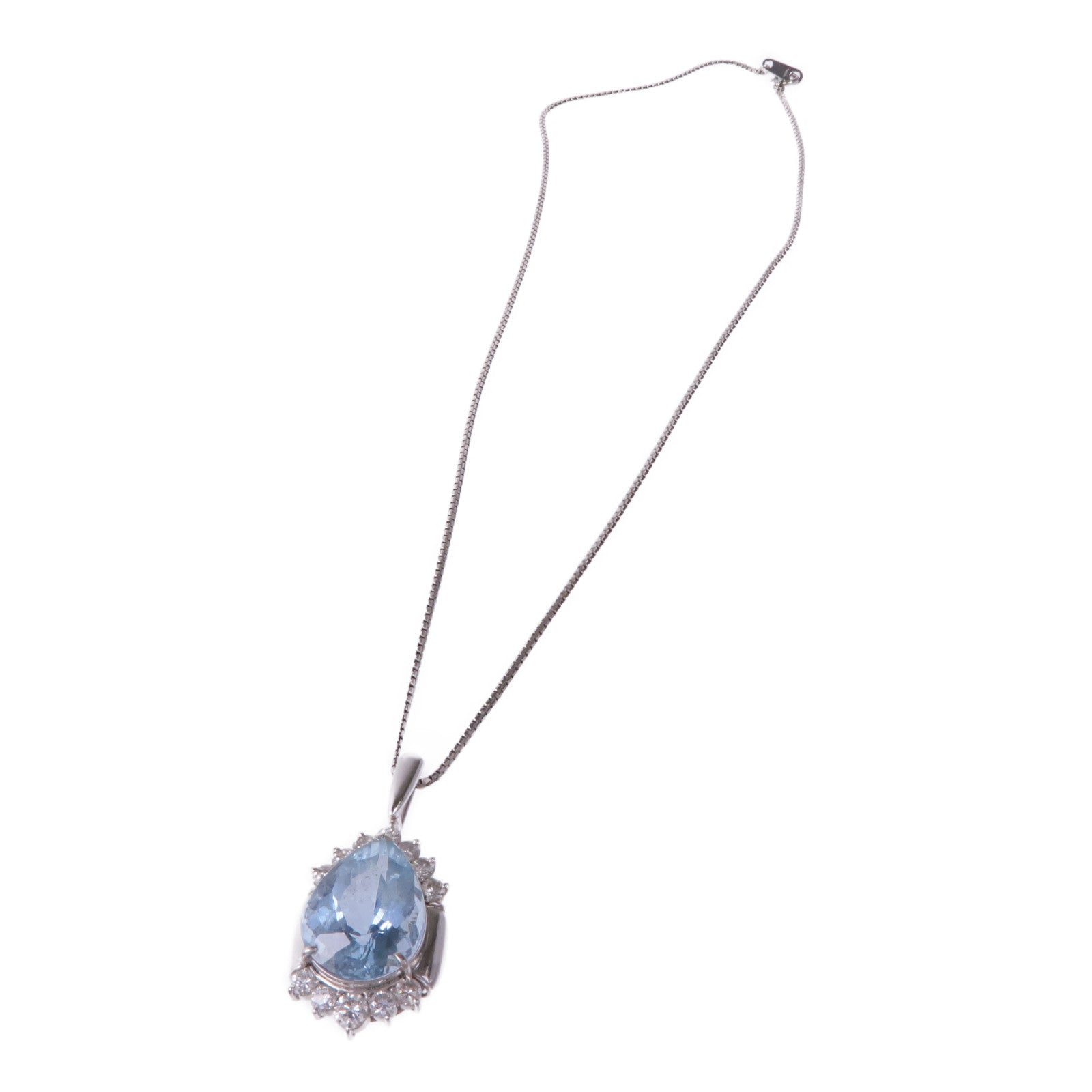 JEWELRY PT900/PT850鉑金Aquamarine Diamond Necklace藍晶/鑽石項鍊