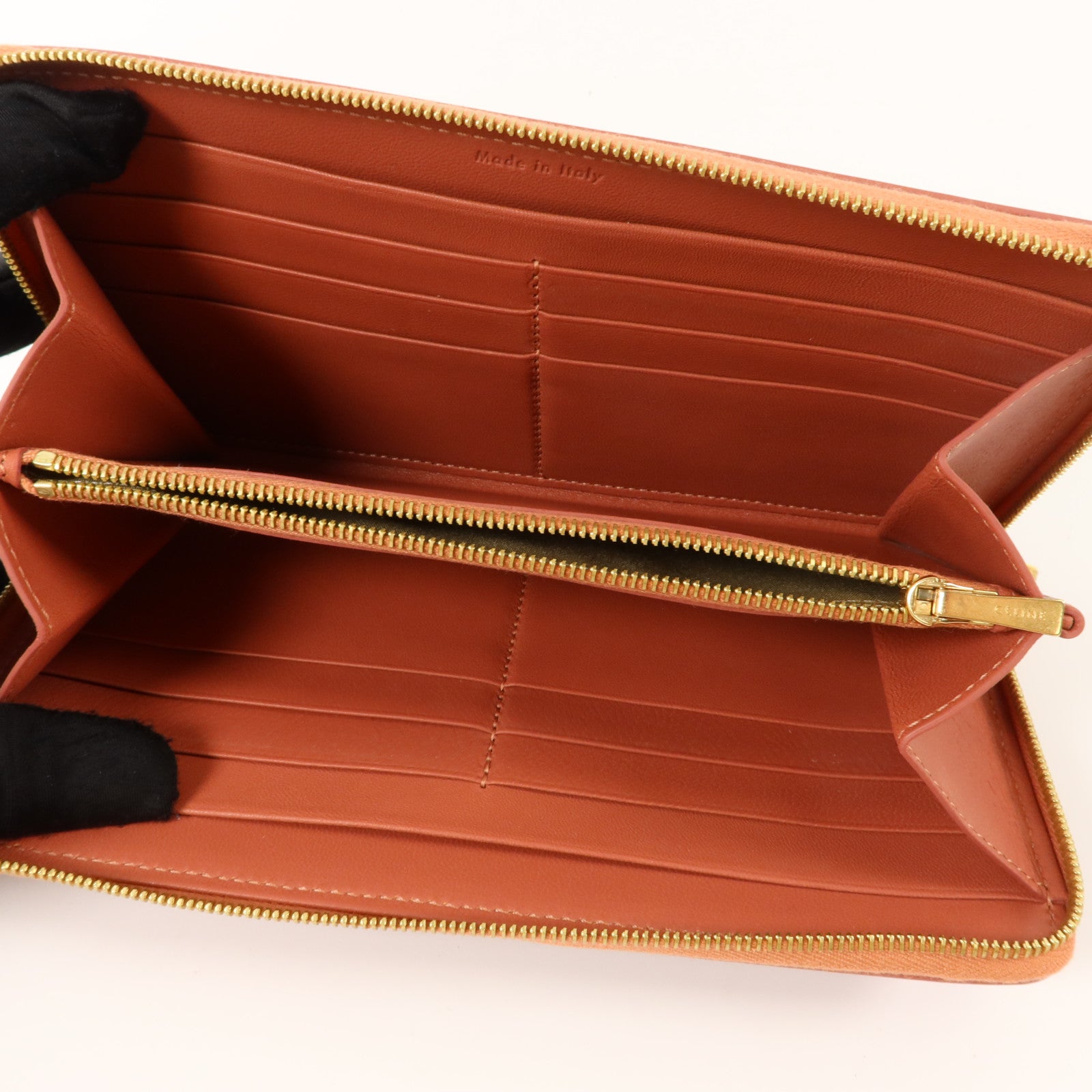 CELINE 牛皮皮革Large Zipped Wallet長錢包
