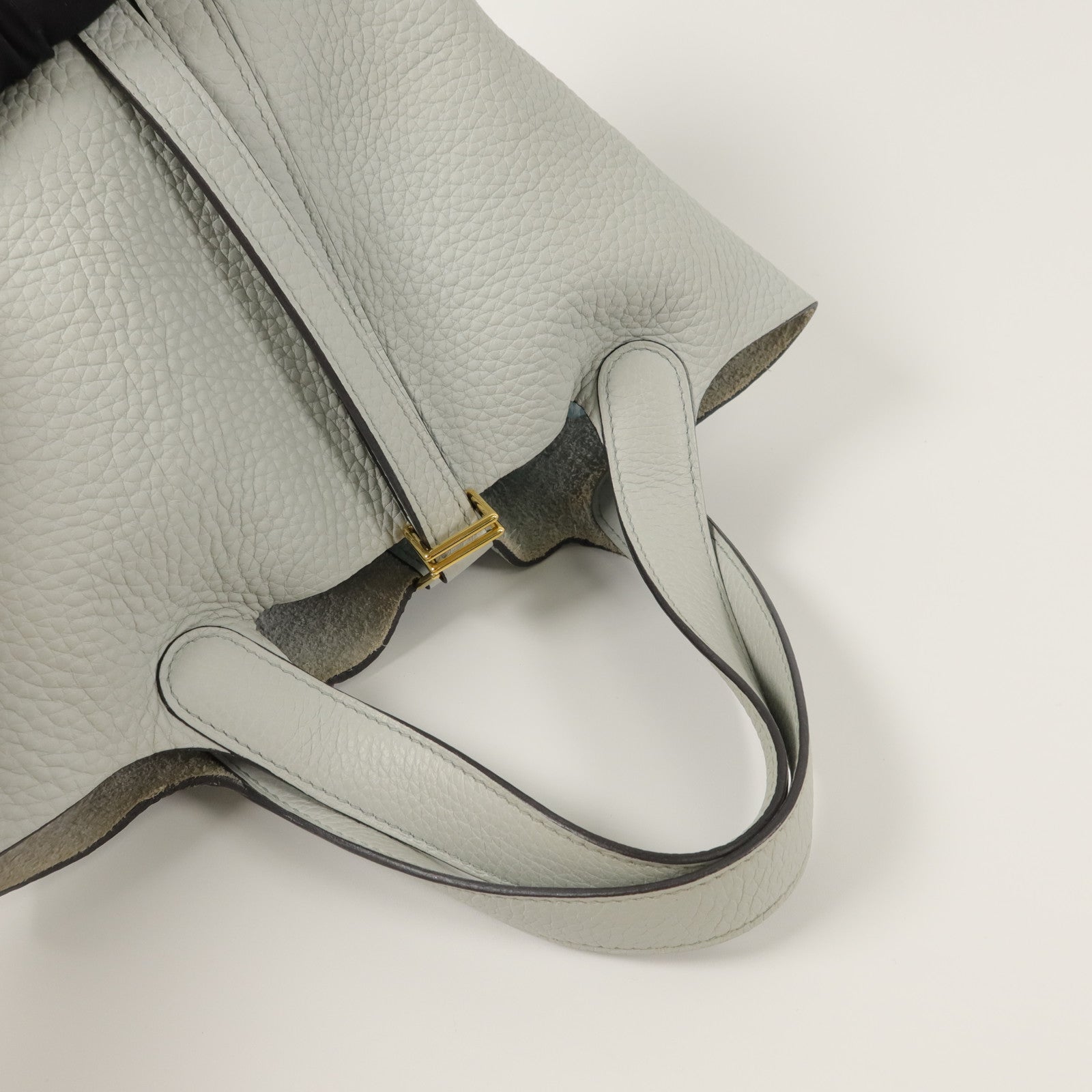 HERMES Clemence皮革Picotin PM手挽袋Bleu Glacier