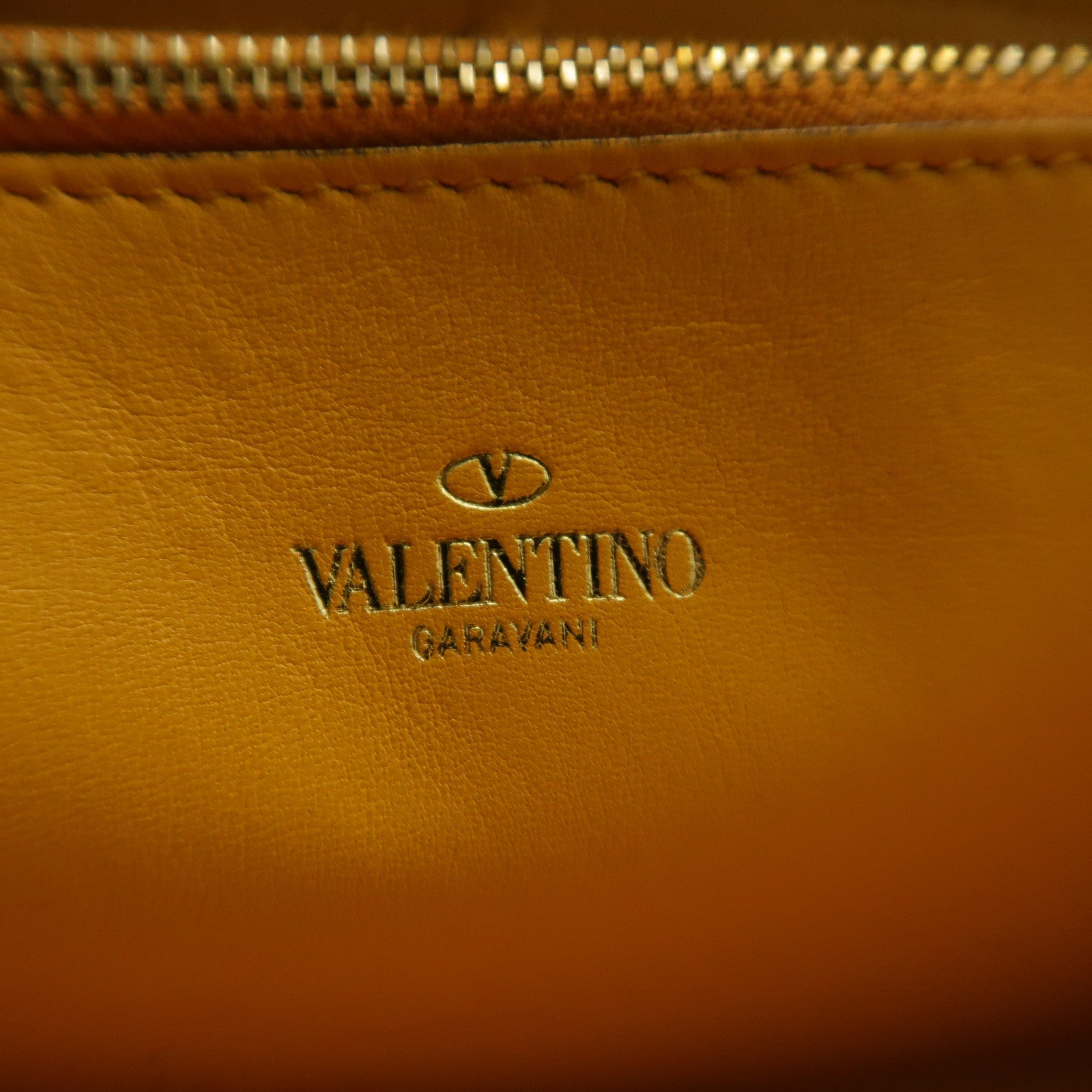 Valentino 【激減優惠】牛皮皮革Long Wallet金扣/銀扣長錢包黃色