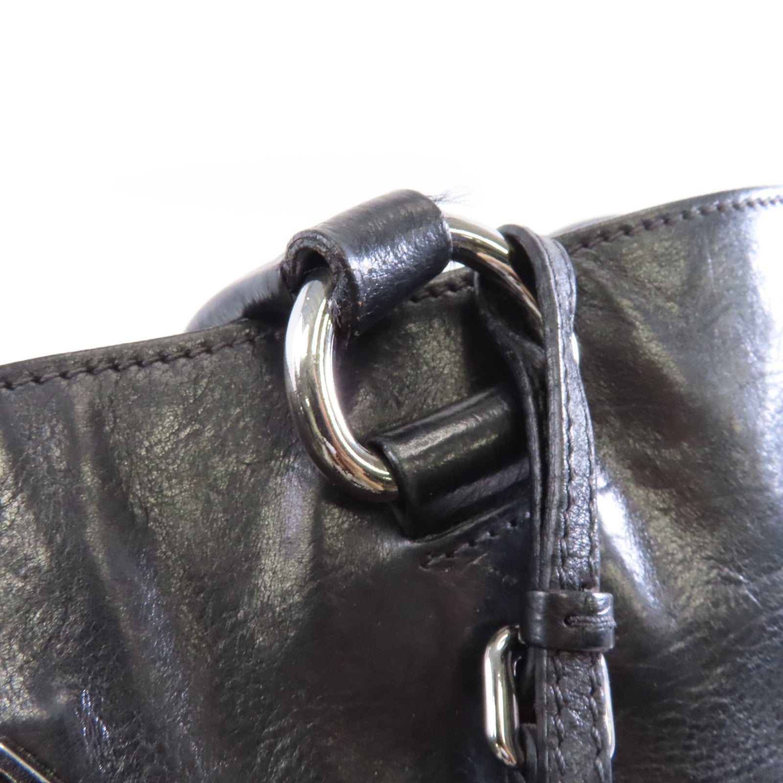 PRADA 牛皮皮革Tote Bag銀扣手挽袋黑色
