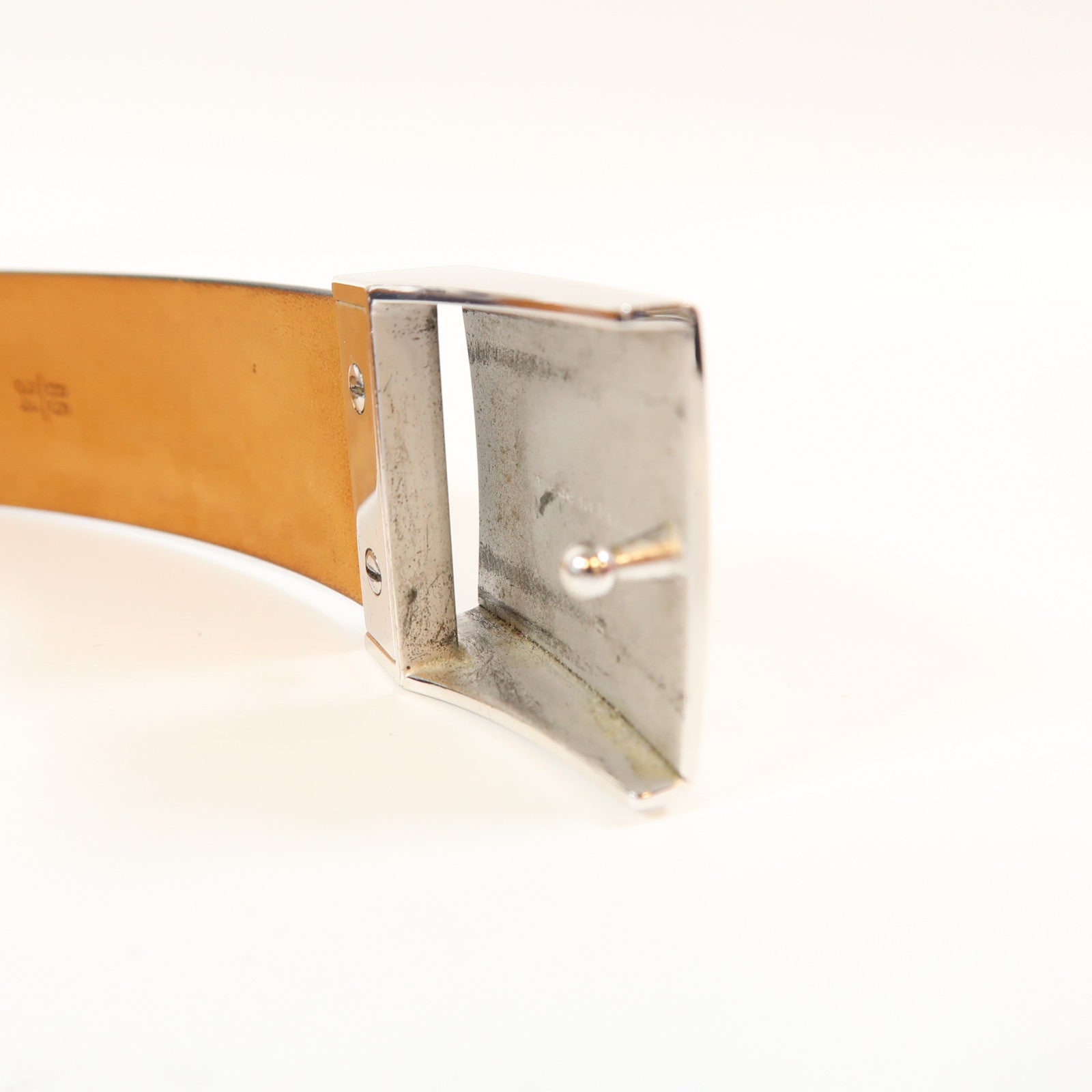 LOUIS VUITTON 牛皮皮革Belt 85cm銀扣皮帶黑色/啡色