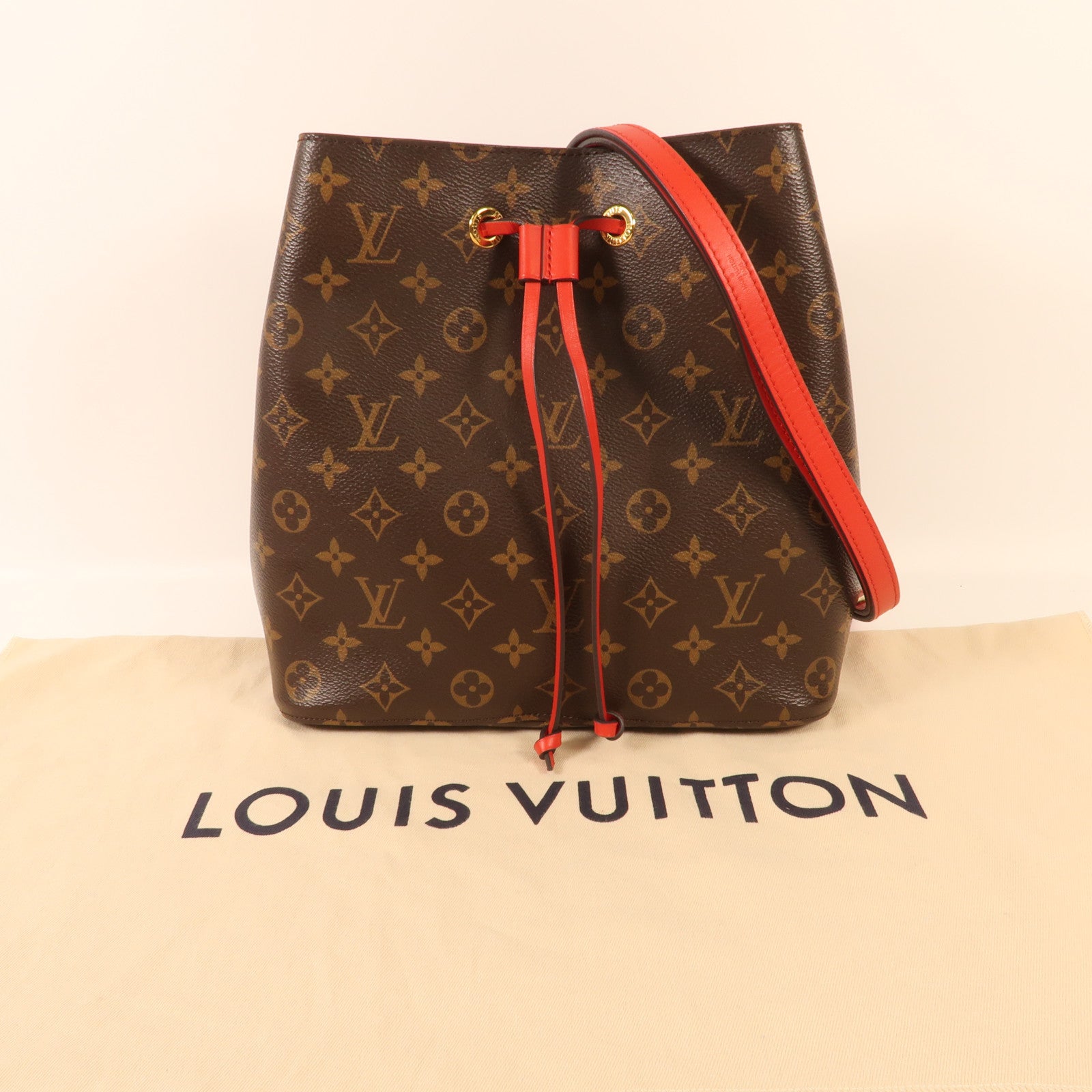 LOUIS VUITTON Monogram Neo Noe Bucket Bag金扣肩背袋Coquelicot