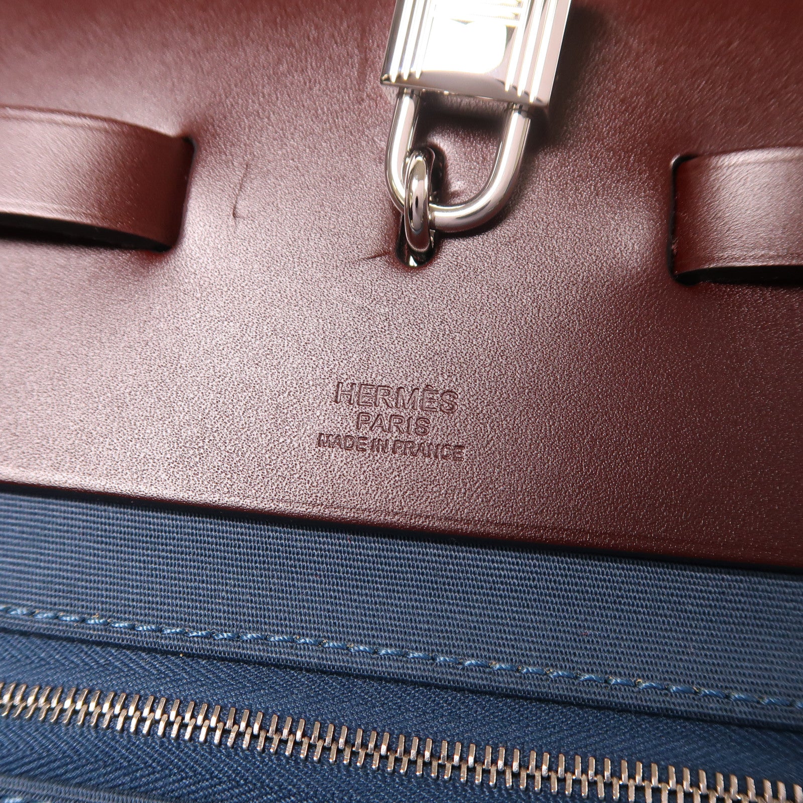 HERMES 帆布/皮革Herbag GM銀扣手挽肩背兩用袋Trench