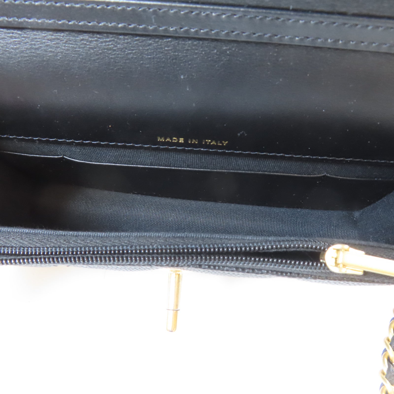 CHANEL 菱格Caviar皮革Chain Shoulder Bag金扣鏈帶肩背袋黑色