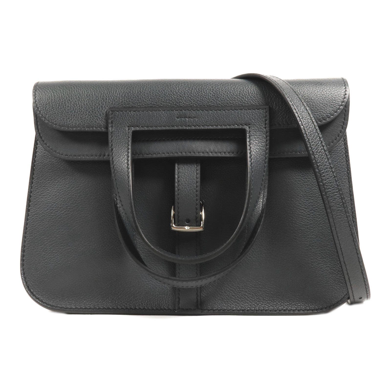 HERMES Evercolor皮革Halzan 25銀扣手挽肩背兩用袋