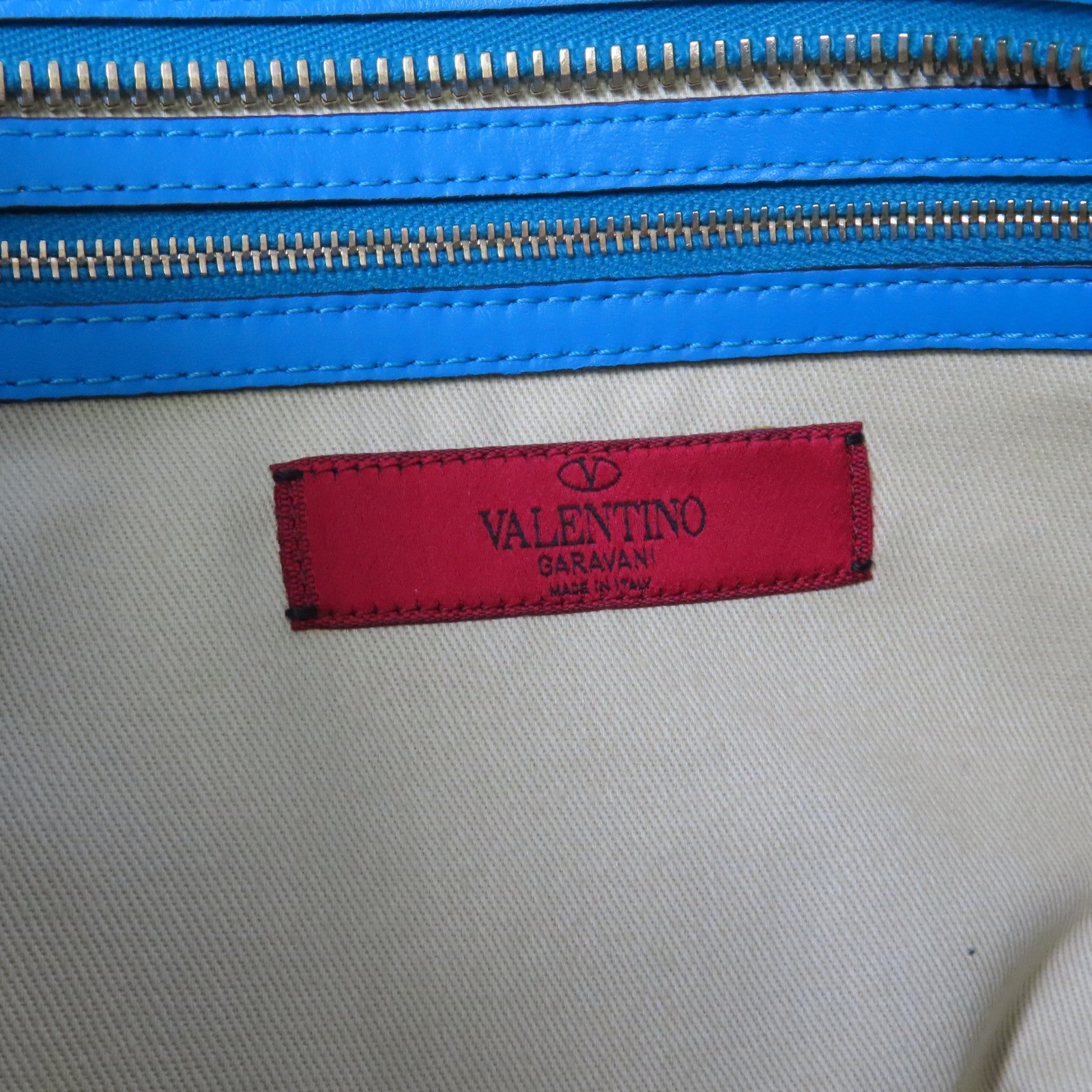 Valentino 【激減優惠】牛皮皮革Shoulder Bag金扣手挽肩背兩用袋藍色