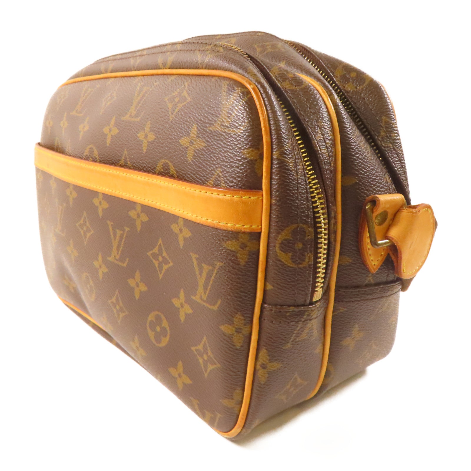 LOUIS VUITTON Monogram Reporter PM金扣肩背袋啡色