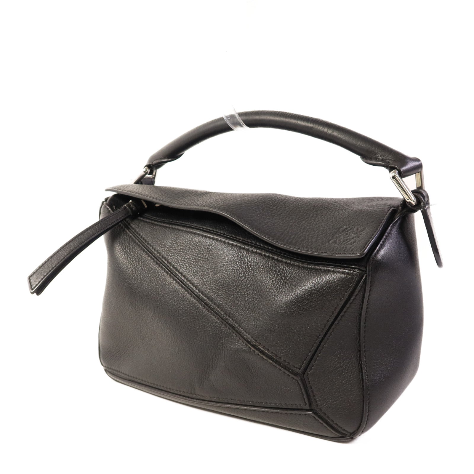 LOEWE 牛皮皮革Small Puzzle銀扣手挽肩背兩用袋