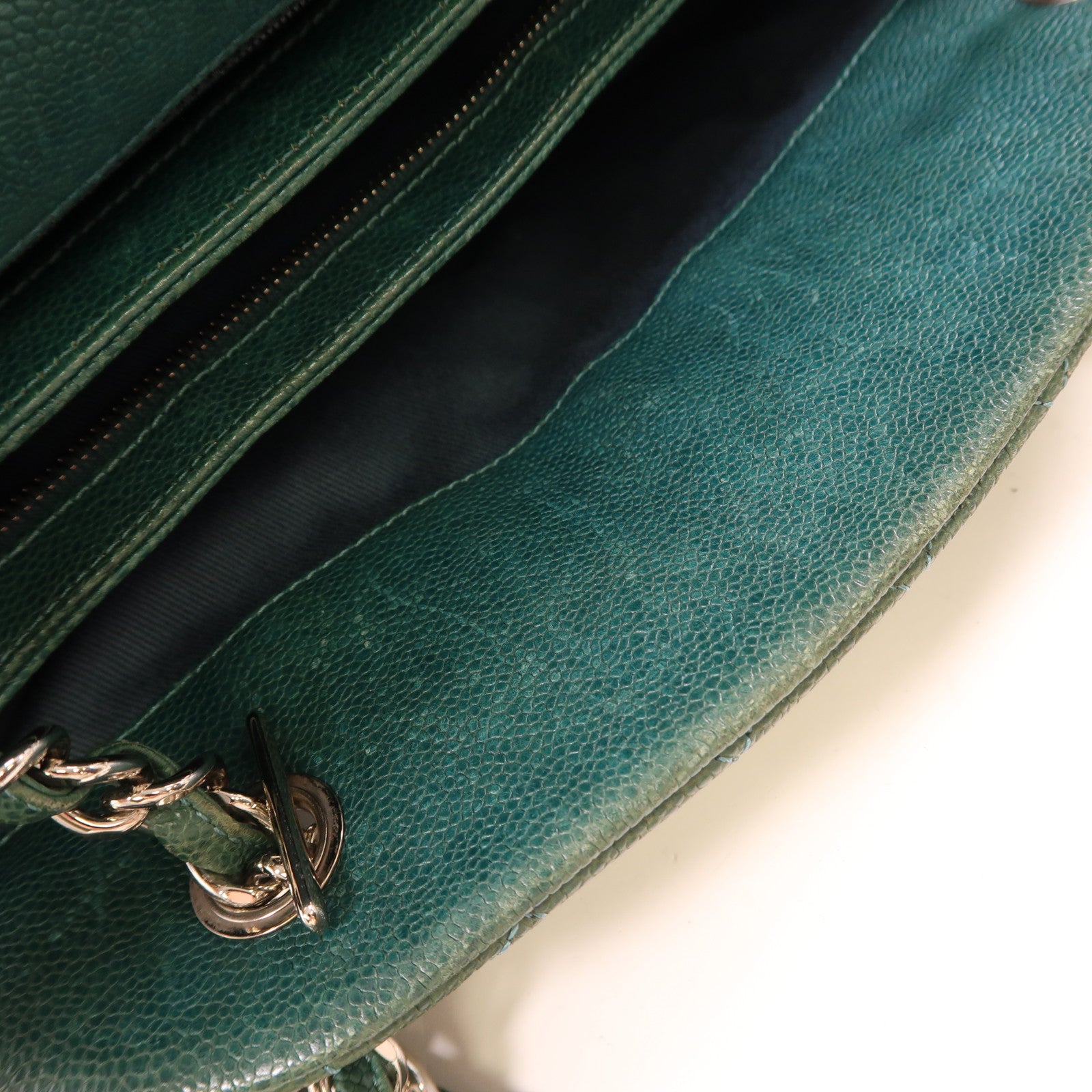 CHANEL 牛皮皮革Chain Shoulder銀扣鏈帶肩背袋