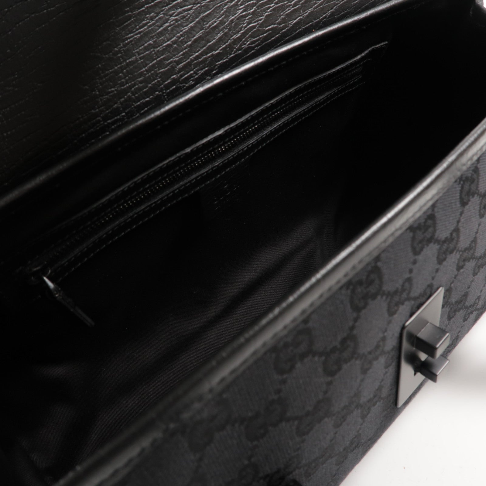 GUCCI 帆布Bamboo Bullet黑扣肩背袋黑色