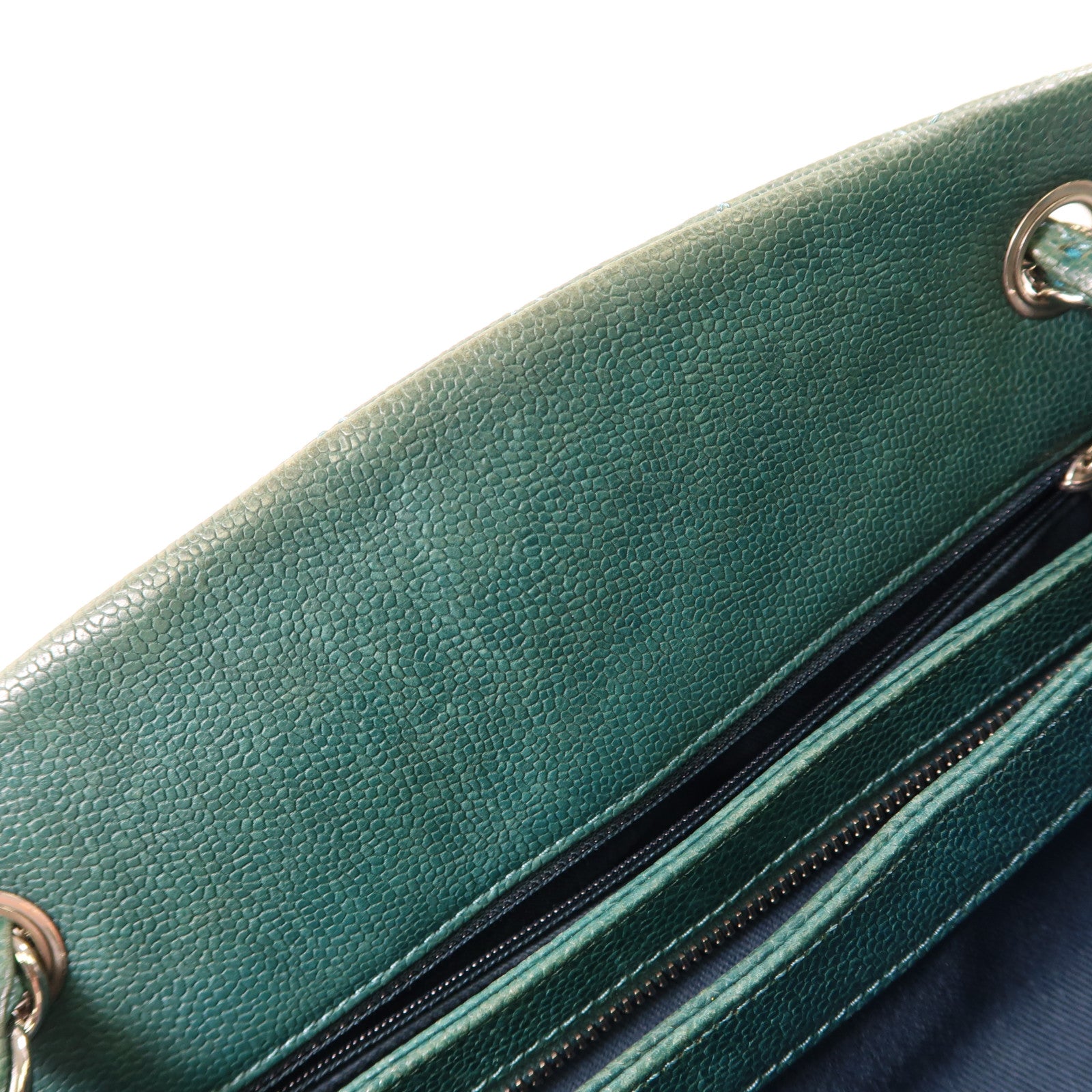 CHANEL 牛皮皮革Chain Shoulder銀扣鏈帶肩背袋