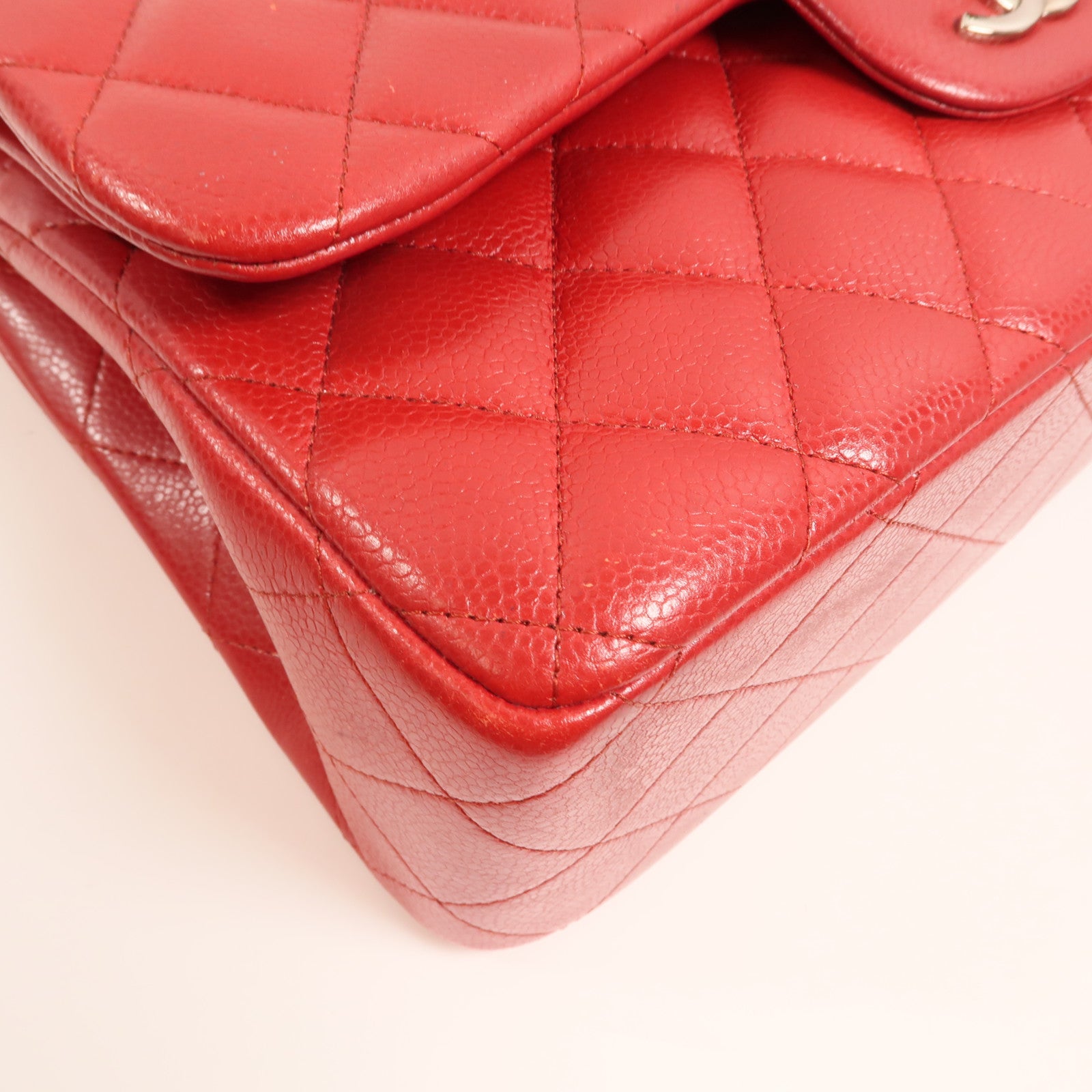 CHANEL 牛皮皮革Large Classic銀扣鏈帶肩背袋