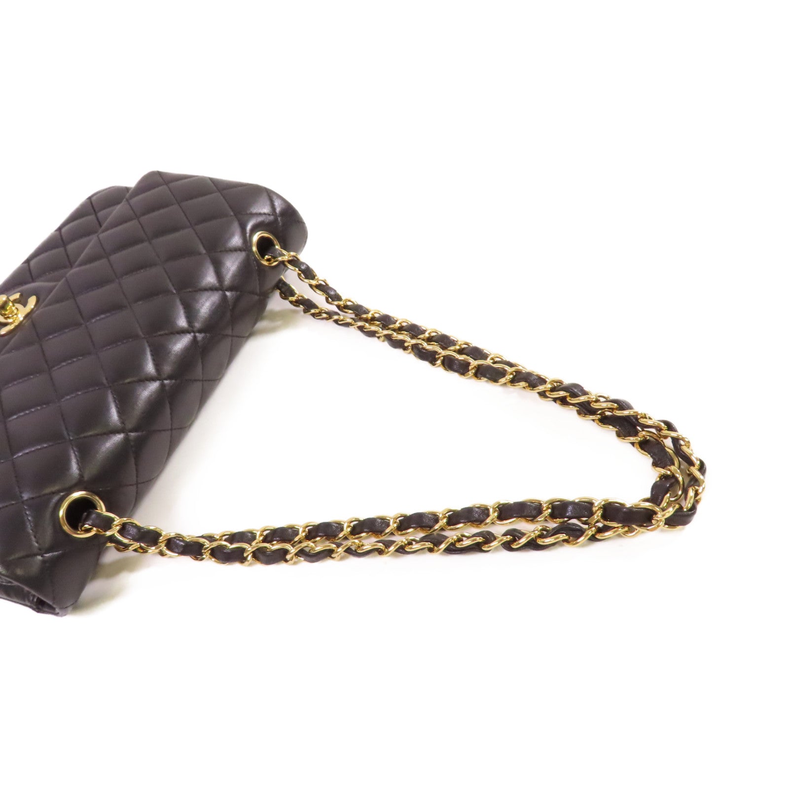 CHANEL 菱格羊皮皮革Classic 25 Chain Shoulder Bag金扣鏈帶肩背袋黑色