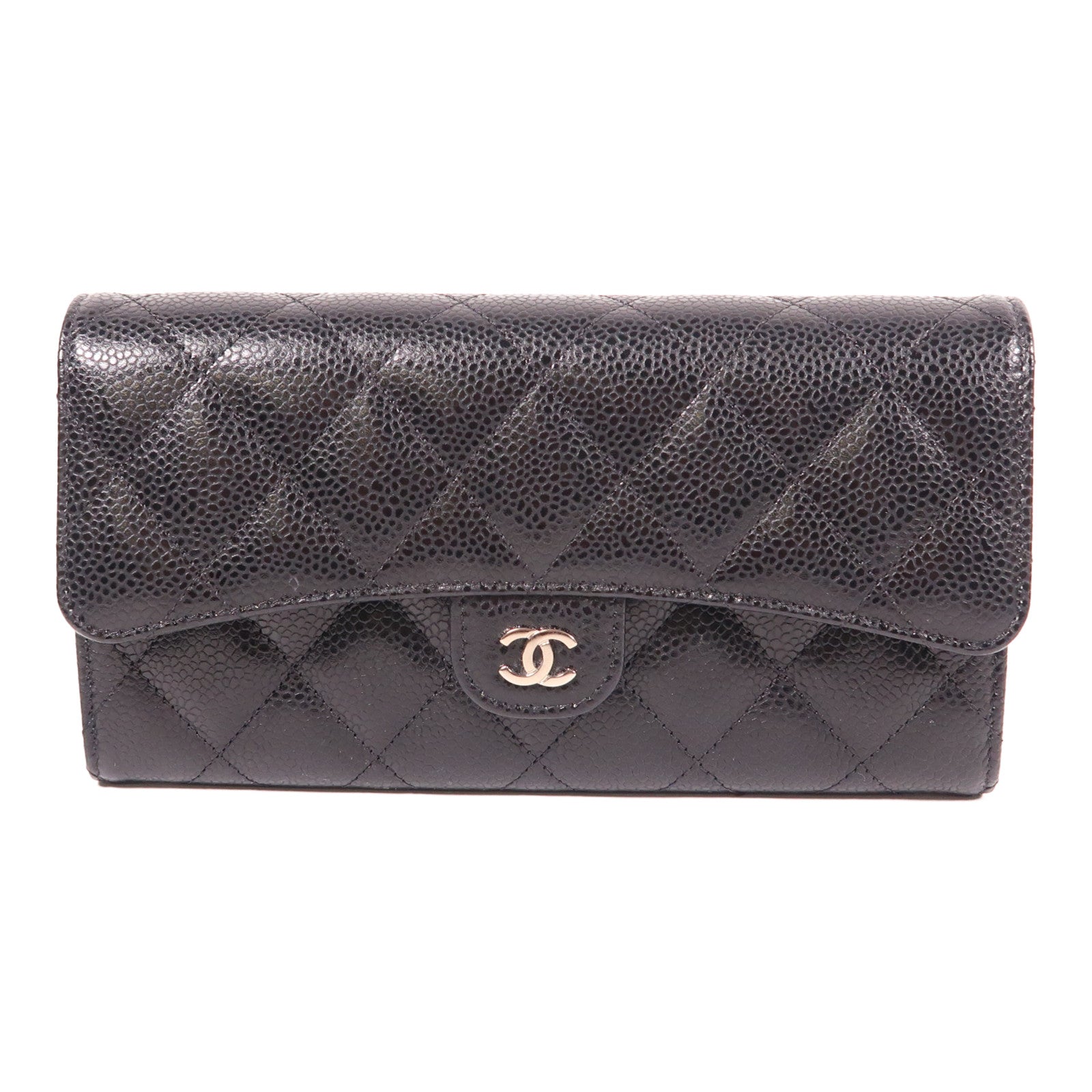 CHANEL 牛皮皮革Long Wallet銀扣長錢包