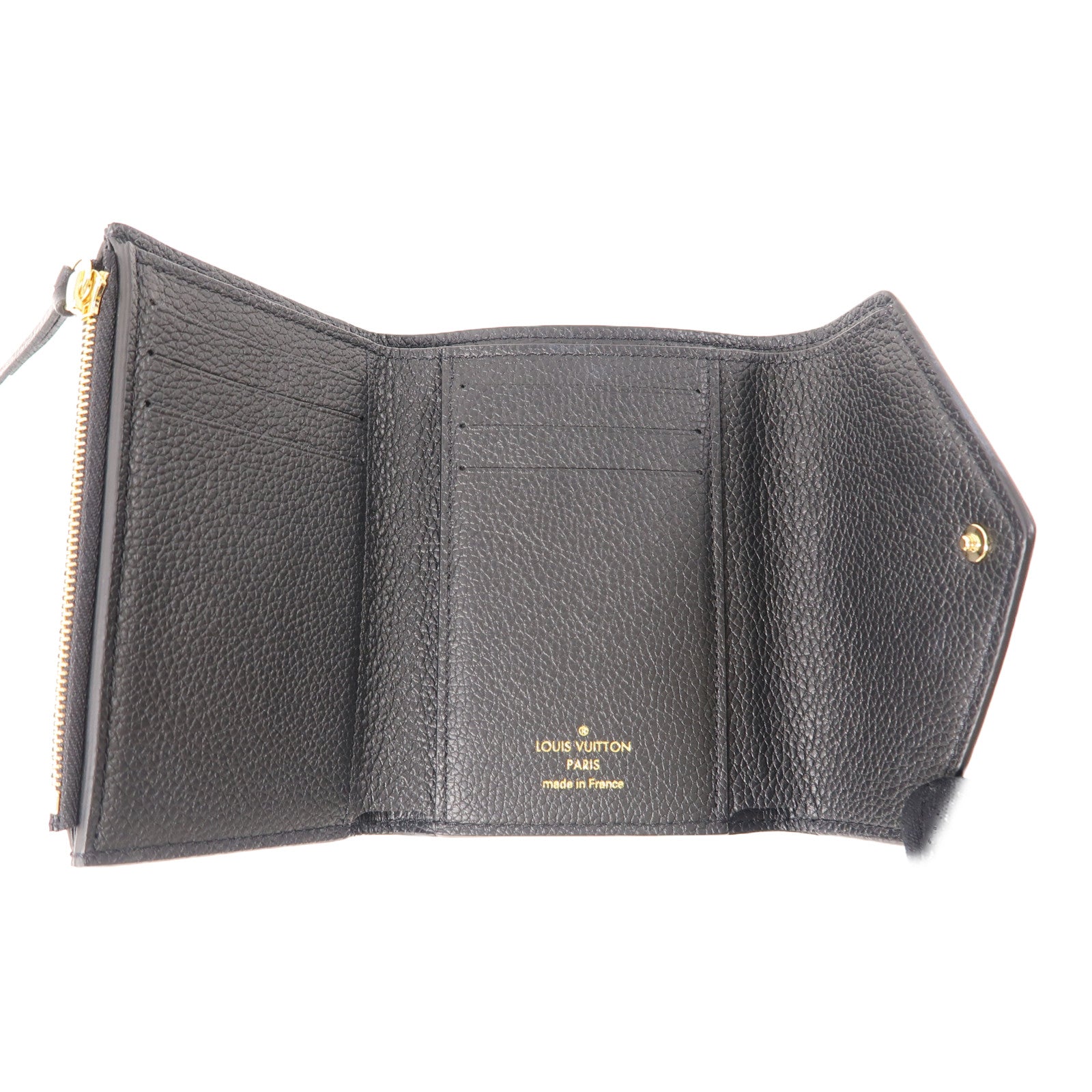 LOUIS VUITTON Monogram Empreinte Victorine Wallet金扣三摺錢包黑色