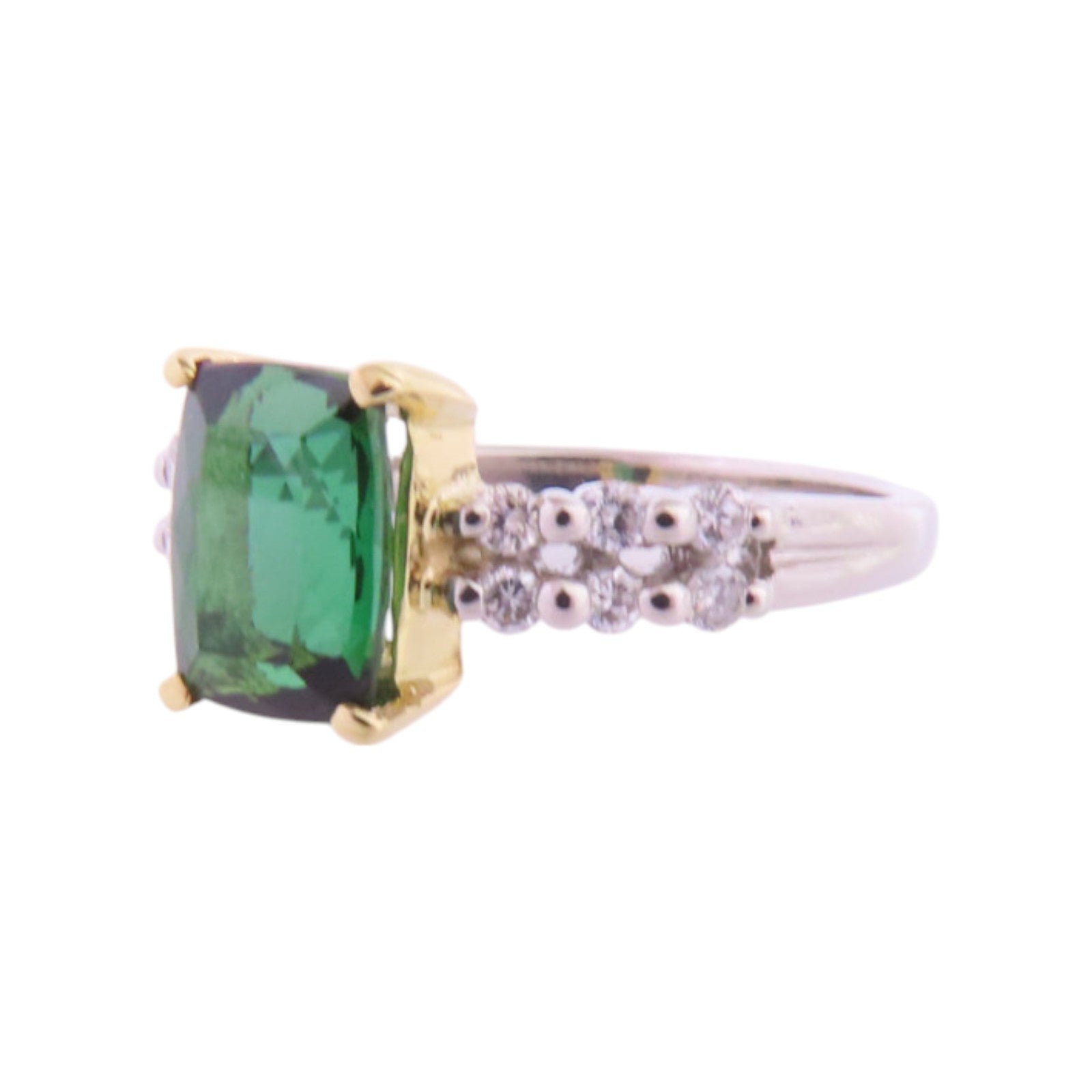JEWELRY PT900鉑金/18K黃金/碧璽石/鑽石Tourmaline  Diamond Ring戒指US#6