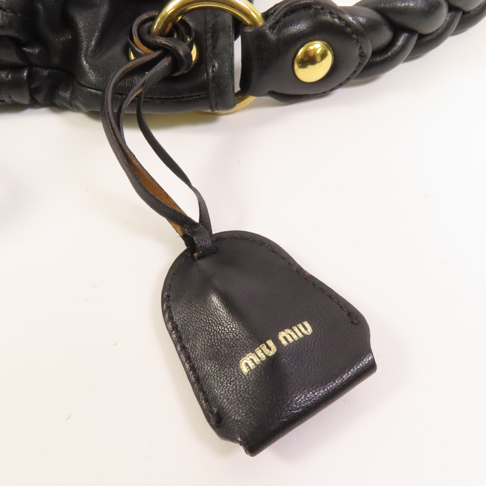 Miu Miu 羊皮皮革2 Way Shoulder金扣手挽肩背兩用袋