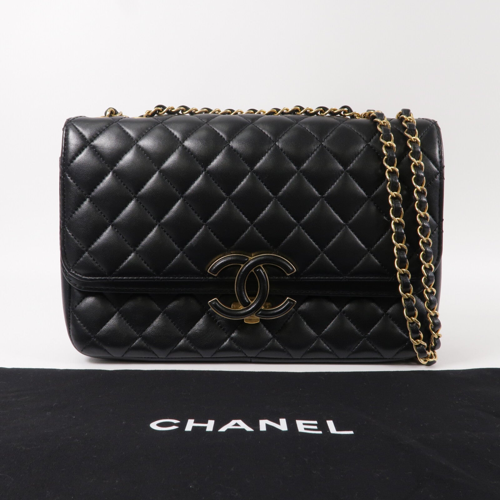 CHANEL 羊皮皮革CC Logo Flap鏈帶肩背袋