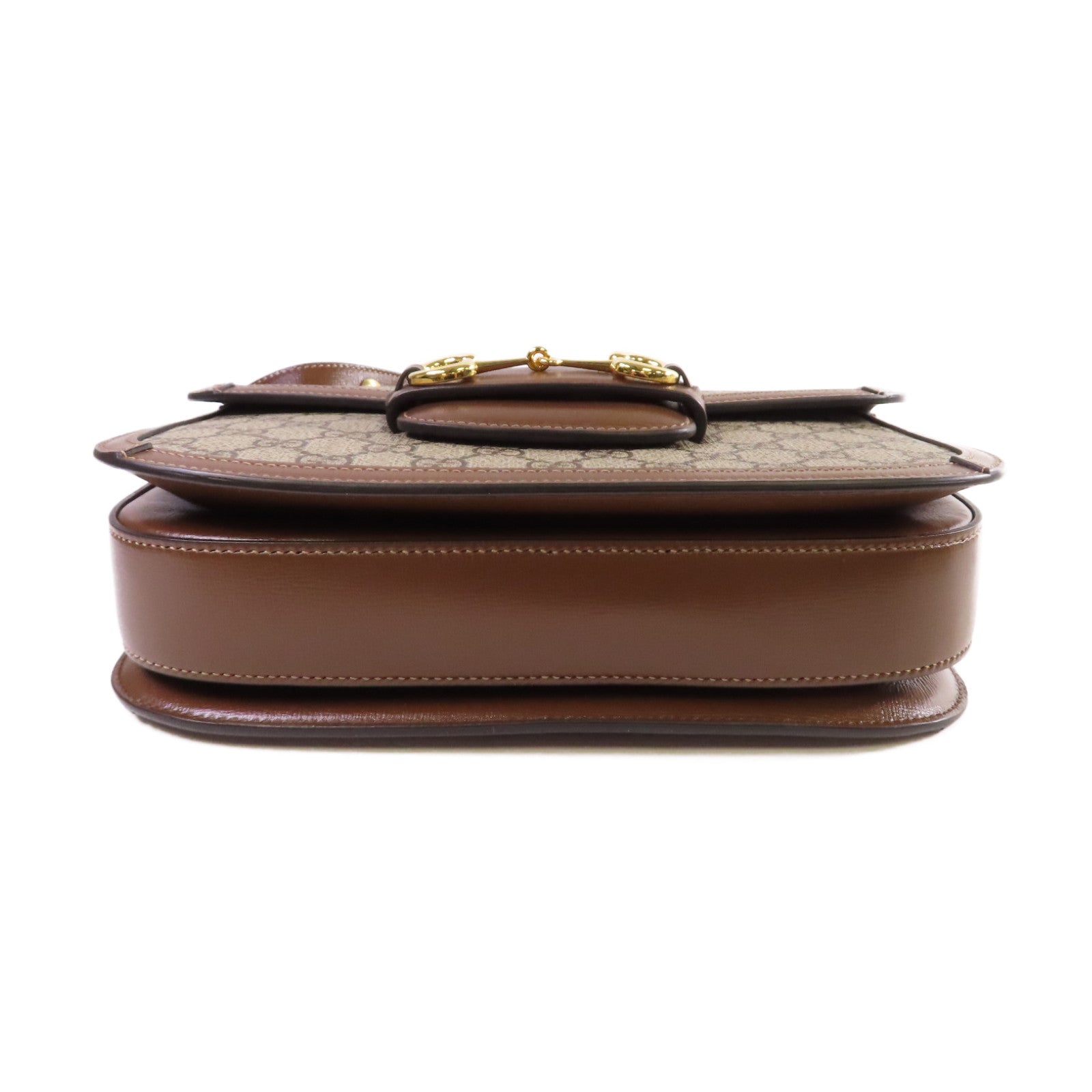 GUCCI 塗層帆布Horsebit 1955 Shoulder Bag金扣肩背袋啡色