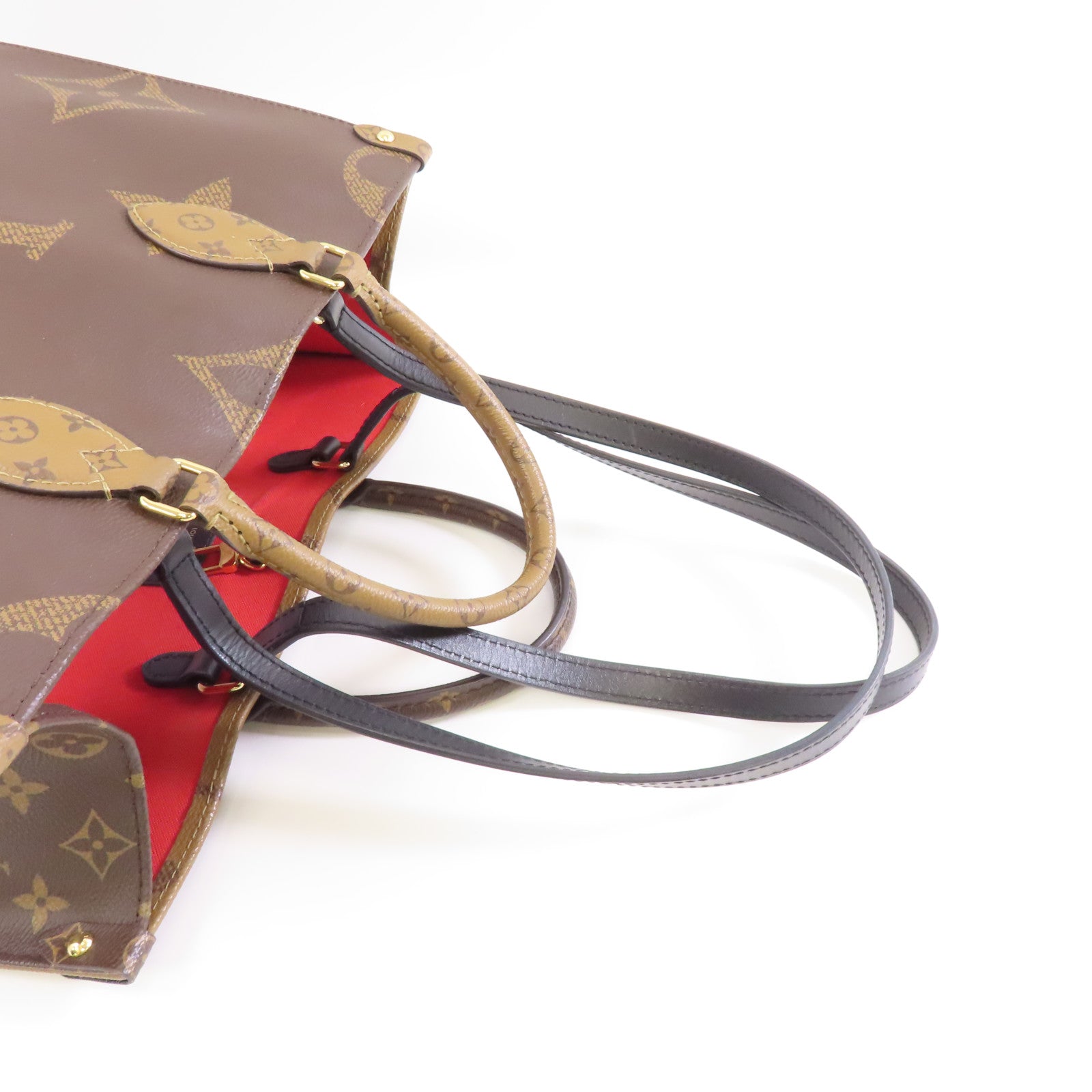 LOUIS VUITTON Monogram/Monogram Reverse On The Go MM金扣手挽肩背兩用袋啡色