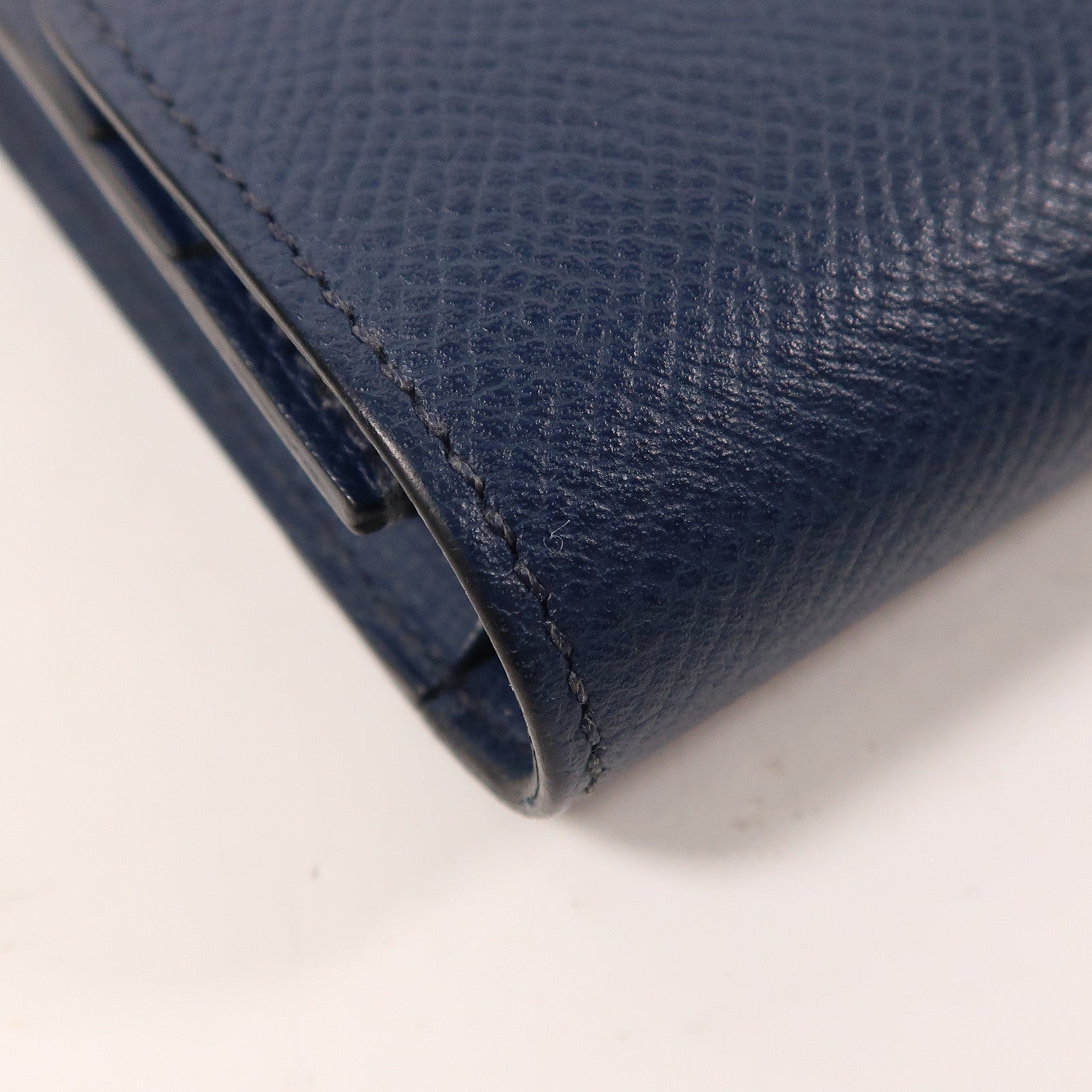 HERMES Epsom皮革Constance Compact Wallet金扣錢包Bleu Saphir