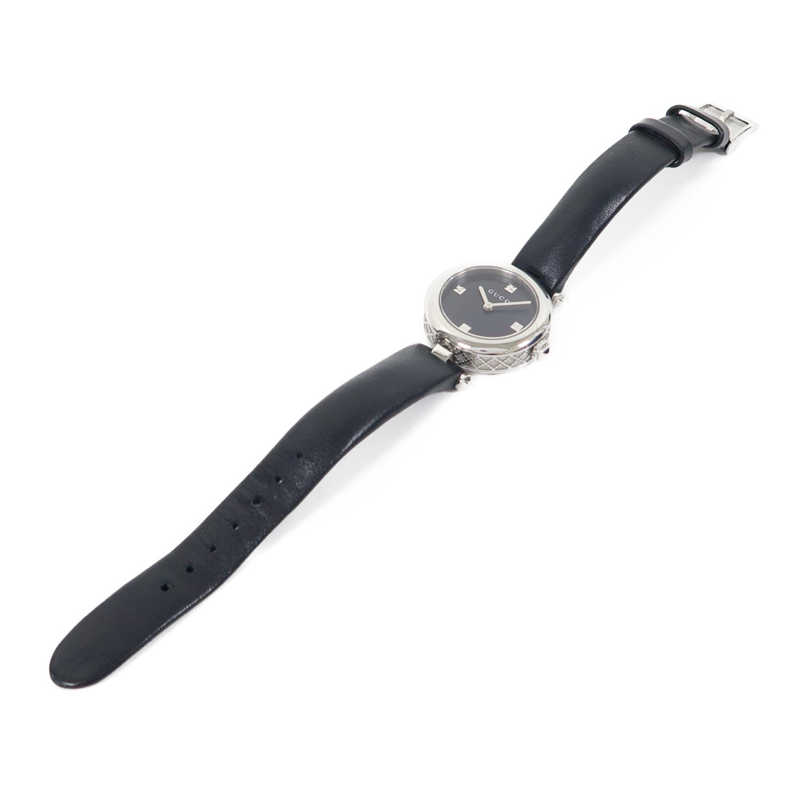 GUCCI Diamantissima Watch不鏽鋼手錶石英機芯黑色
