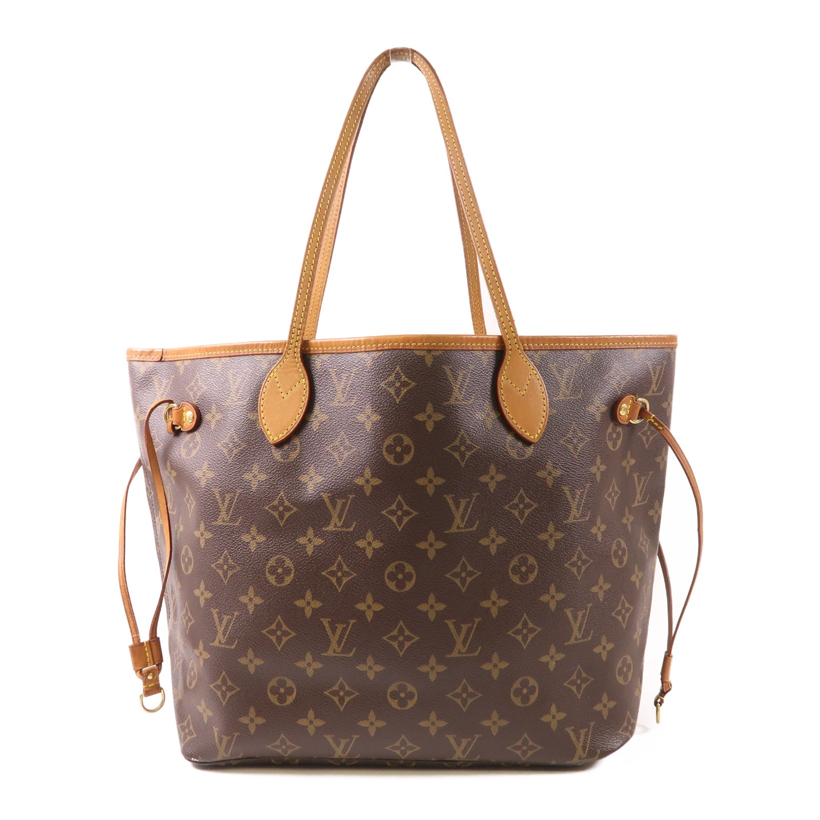 LOUIS VUITTON Monogram Neverfull MM金扣手挽袋