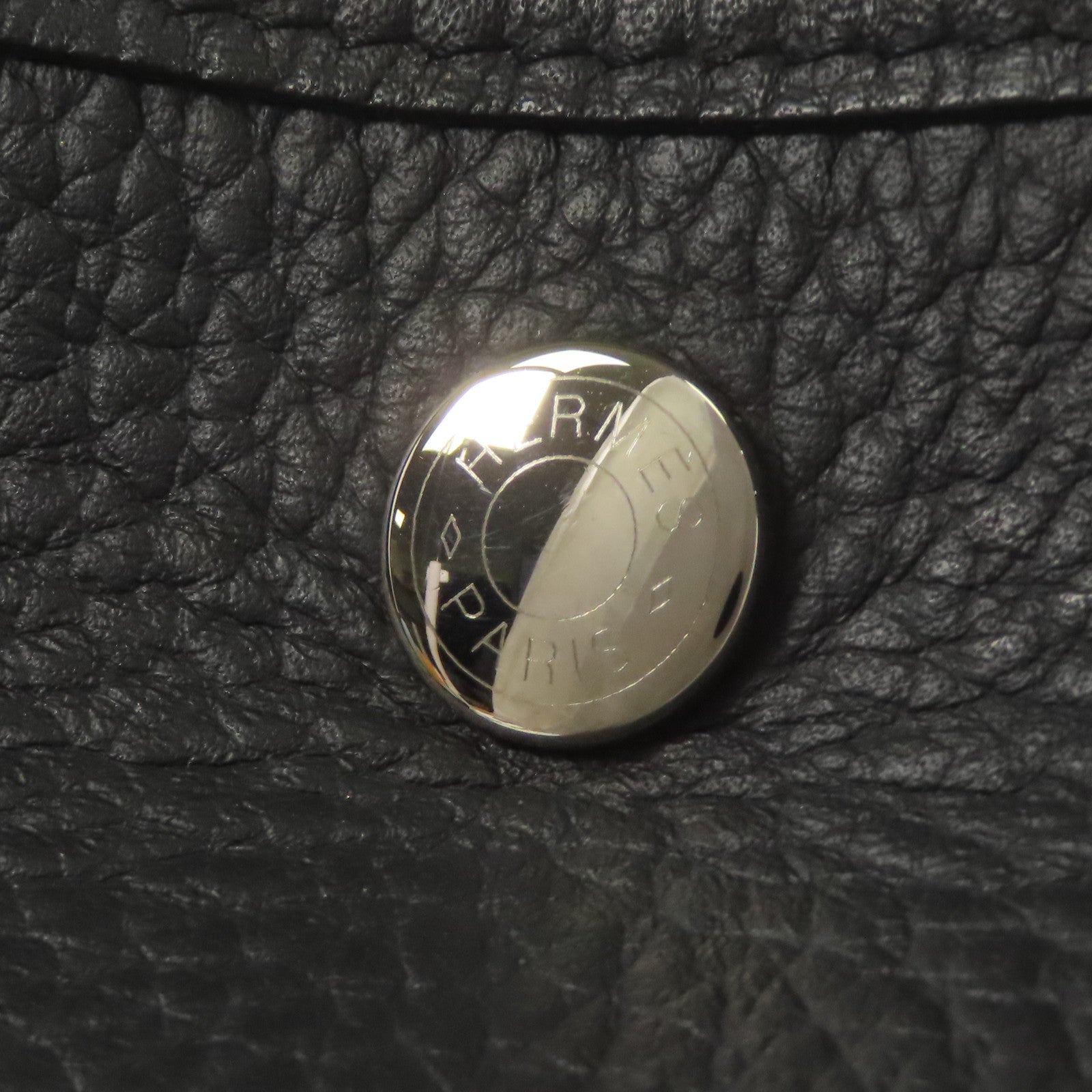 HERMES Negonda皮革GardenParty PM銀扣手挽袋Black