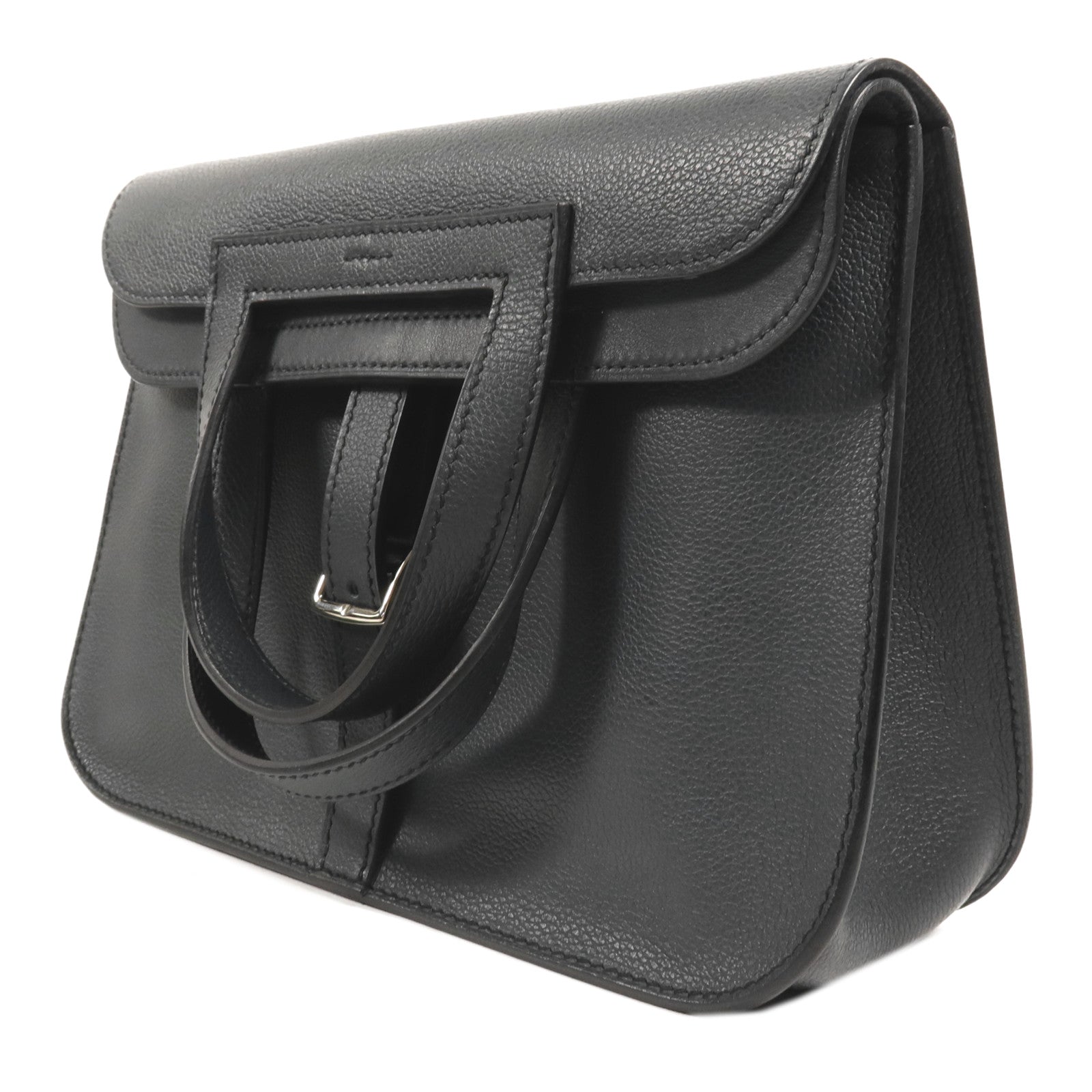 HERMES Evercolor皮革Halzan 25銀扣手挽肩背兩用袋