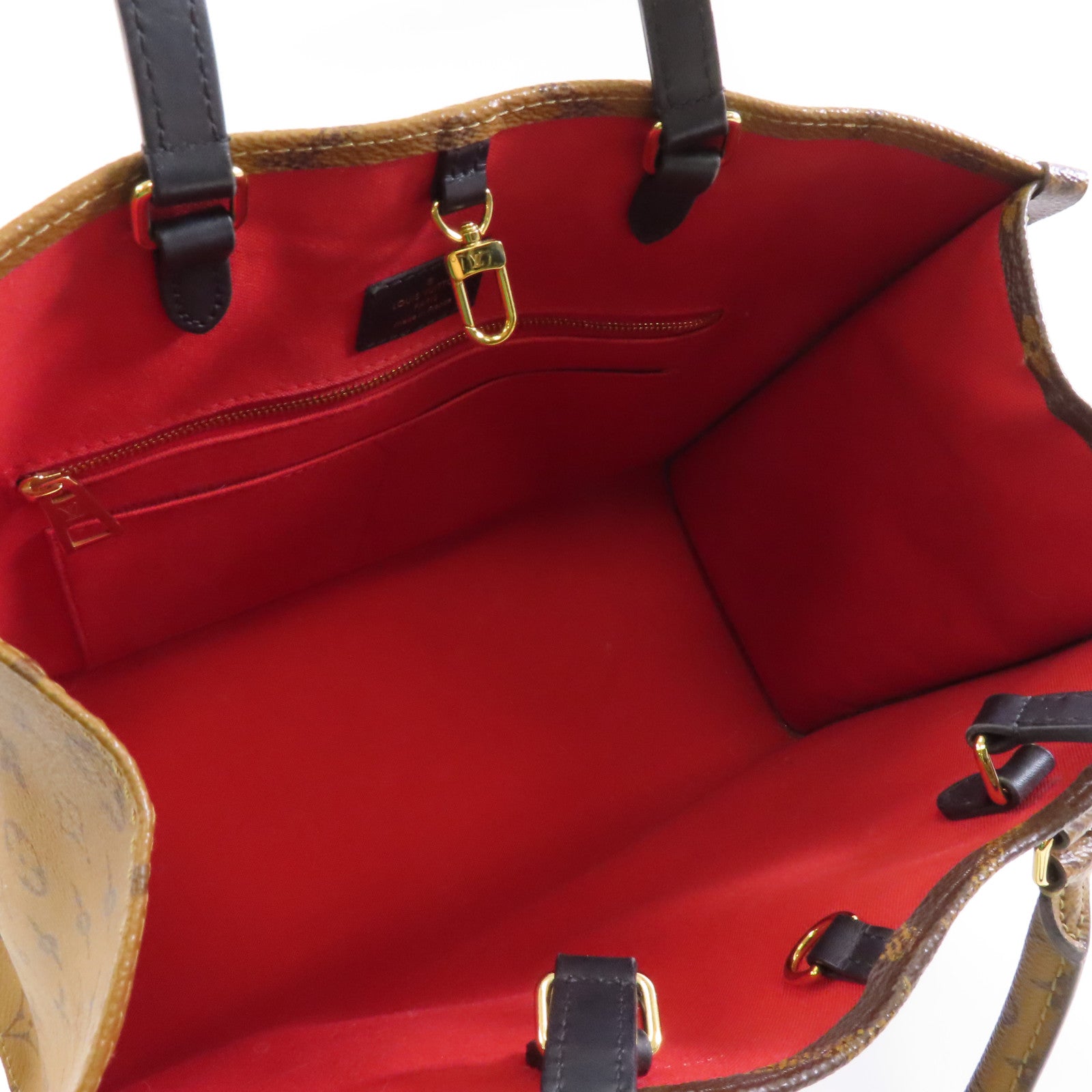 LOUIS VUITTON Monogram/Monogram Reverse On The Go MM金扣手挽肩背兩用袋啡色