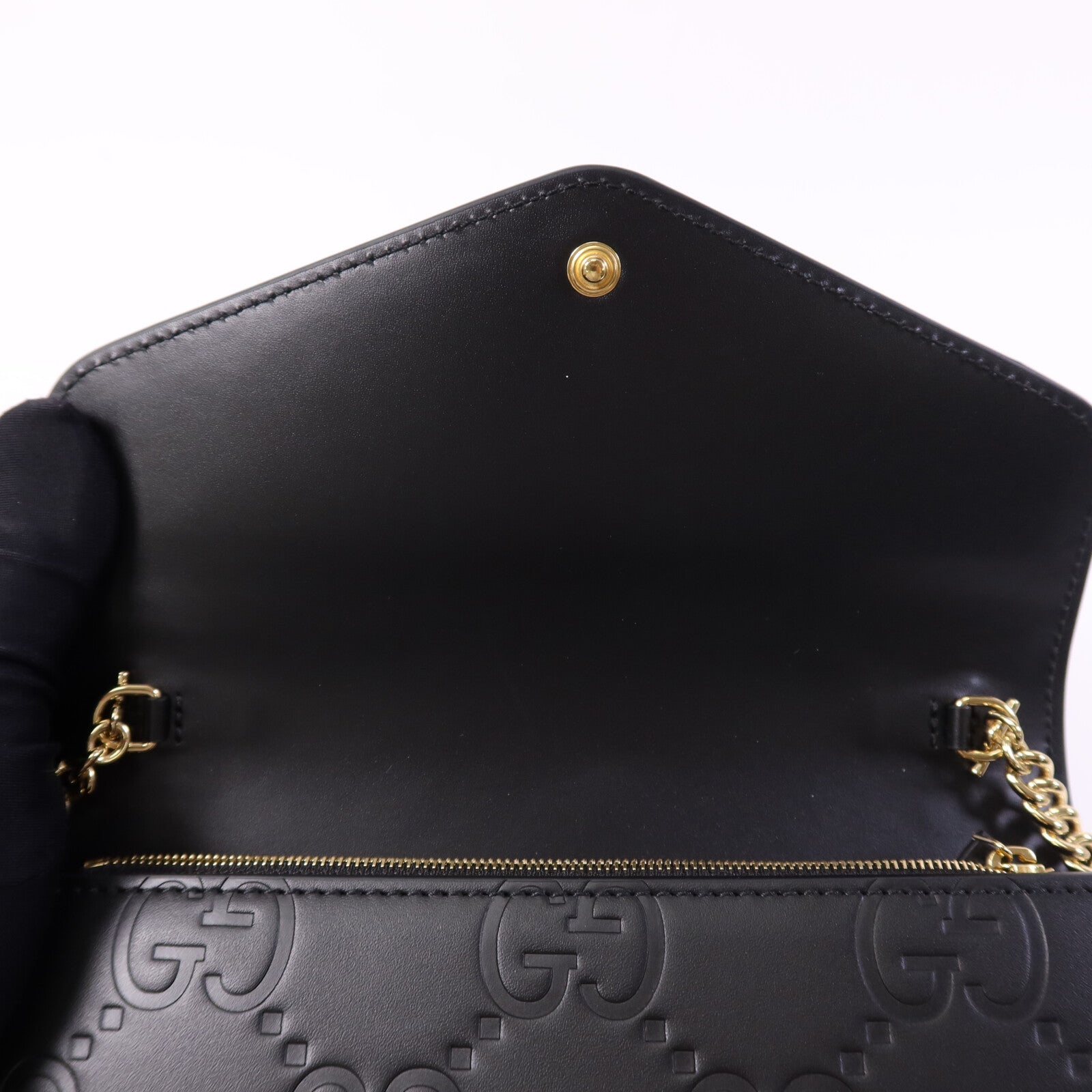 GUCCI 【激減優惠】牛皮皮革GG Chain Wallet金扣鏈帶肩背袋