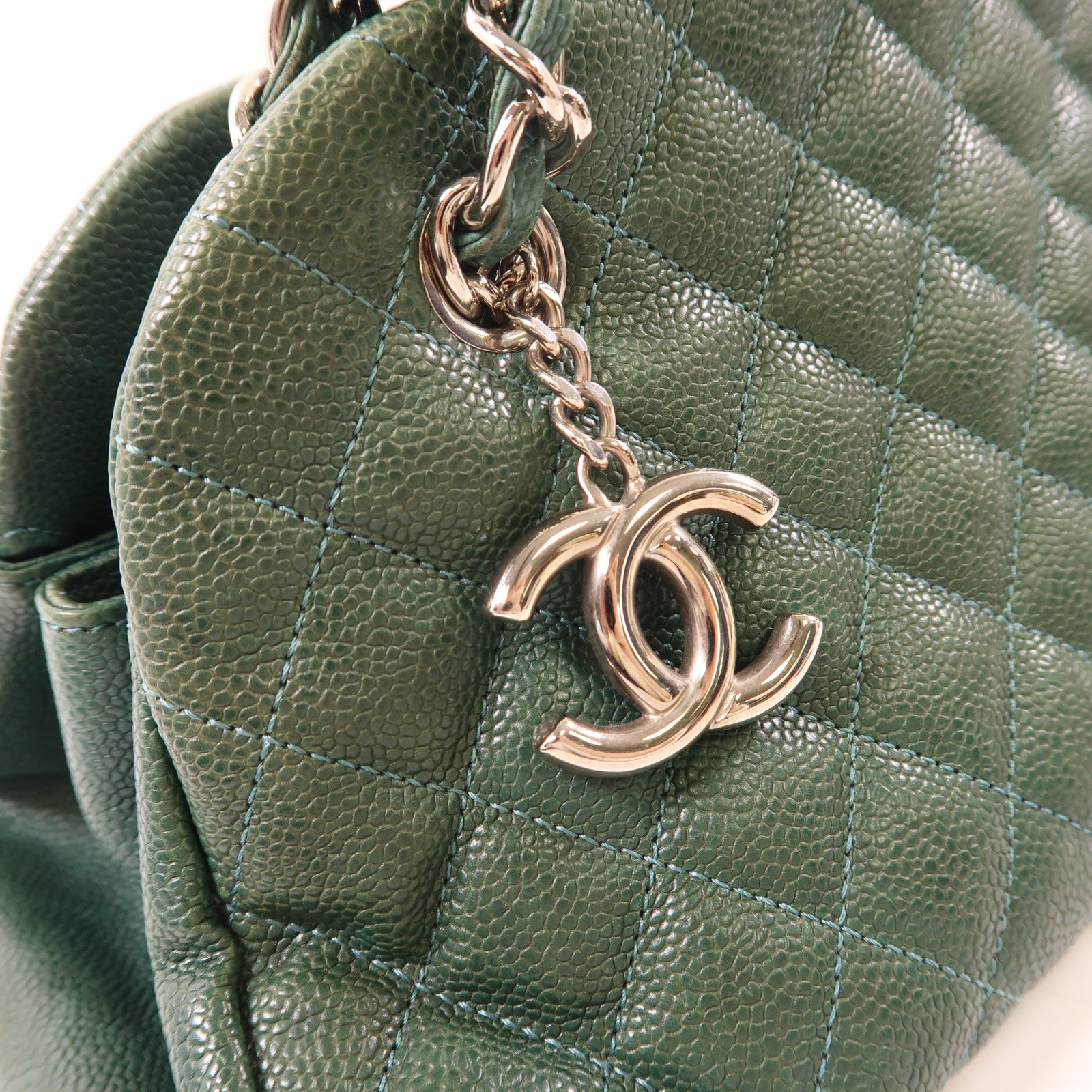 CHANEL 牛皮皮革Chain Shoulder銀扣鏈帶肩背袋
