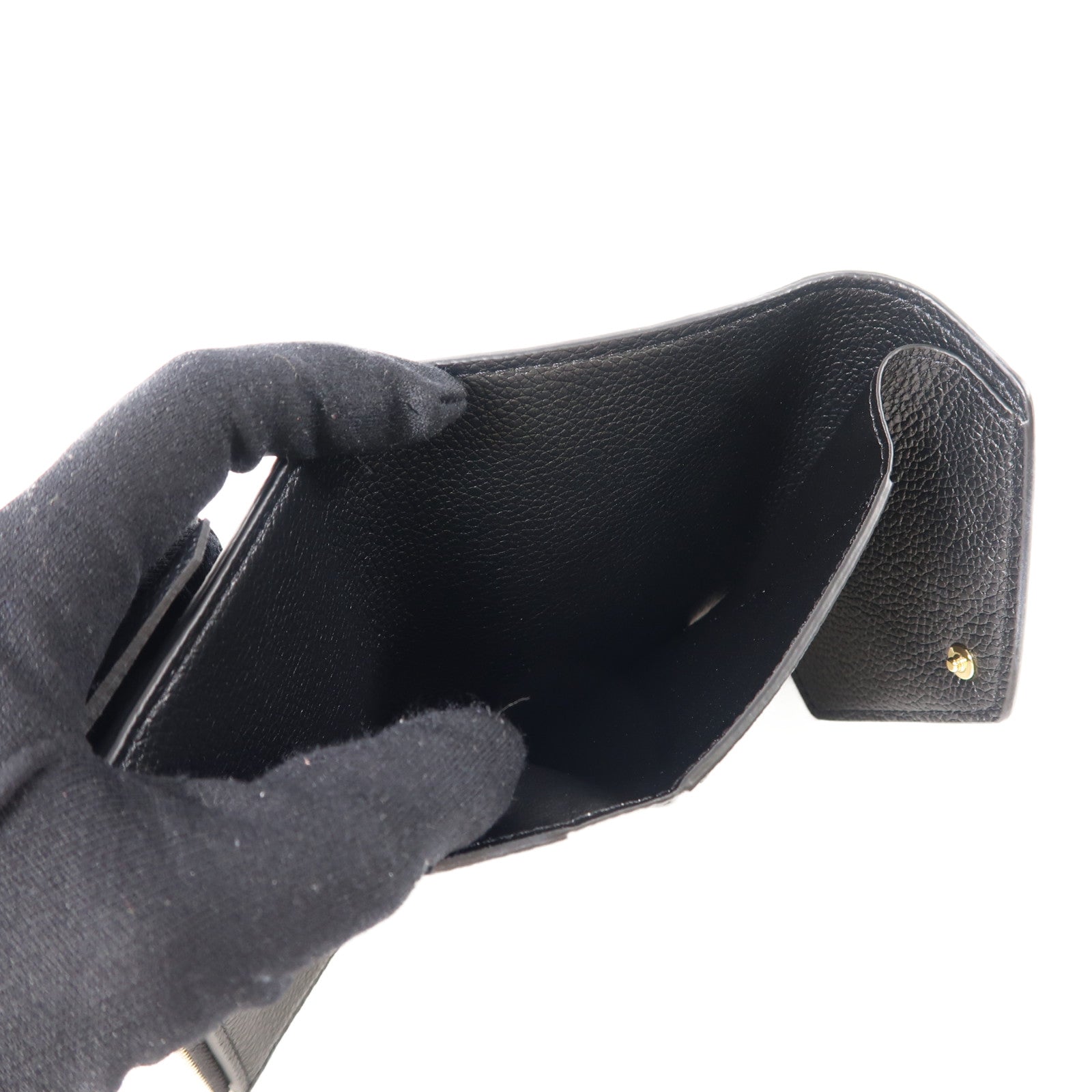 LOUIS VUITTON Monogram Empreinte Victorine Wallet金扣三摺錢包黑色