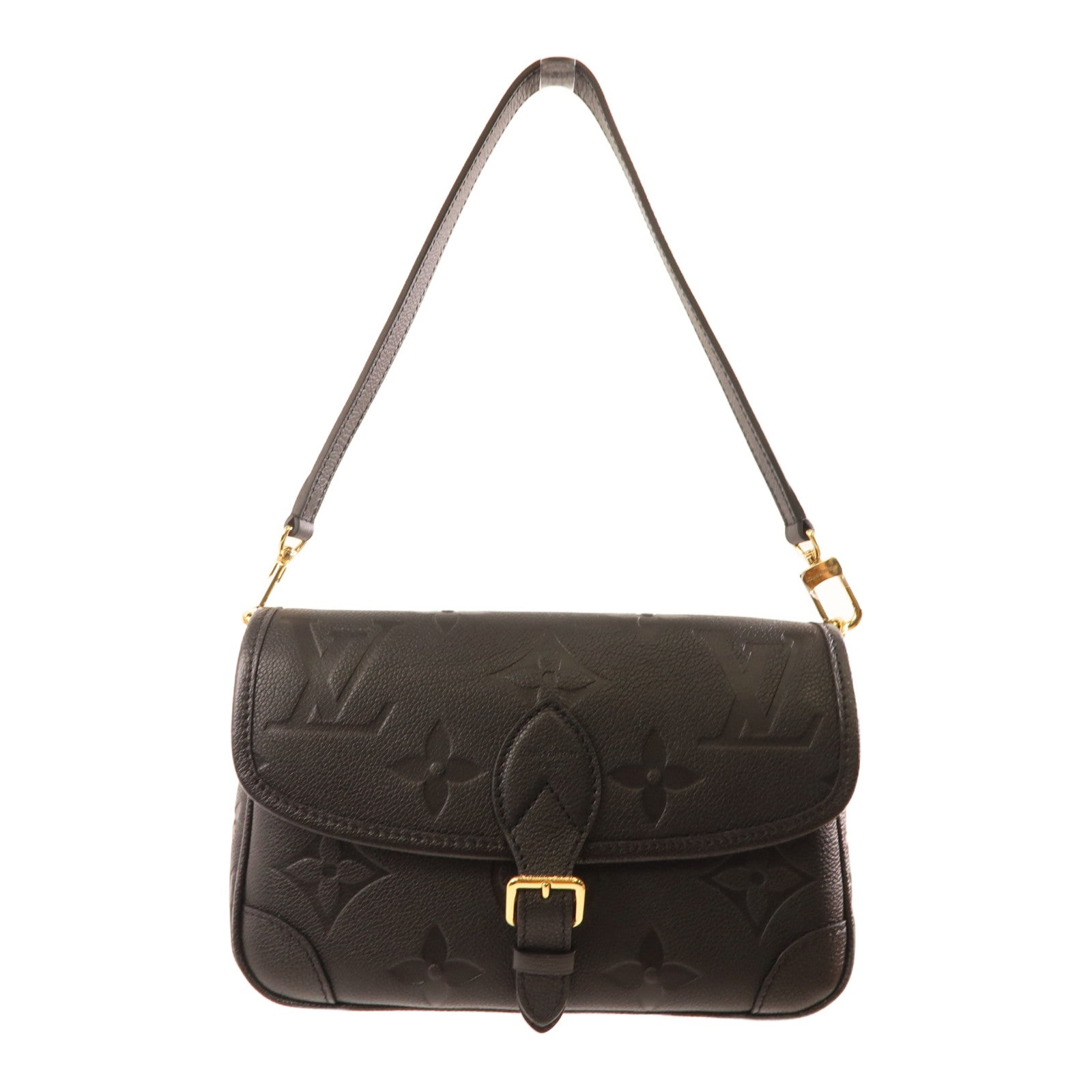 LOUIS VUITTON Monogram Empreinte Diane金扣肩背袋黑色