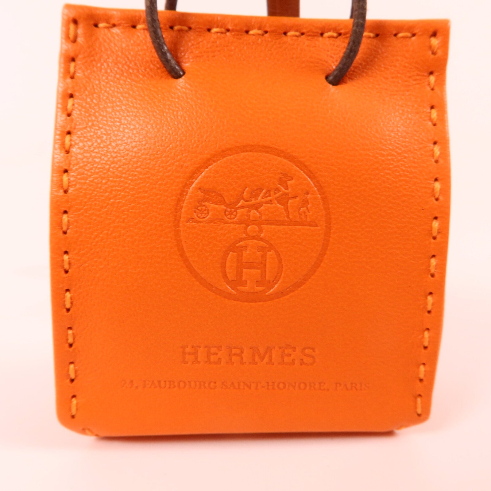 HERMES Milo/Swift皮革Sac Orange Bag Charm掛飾Orange