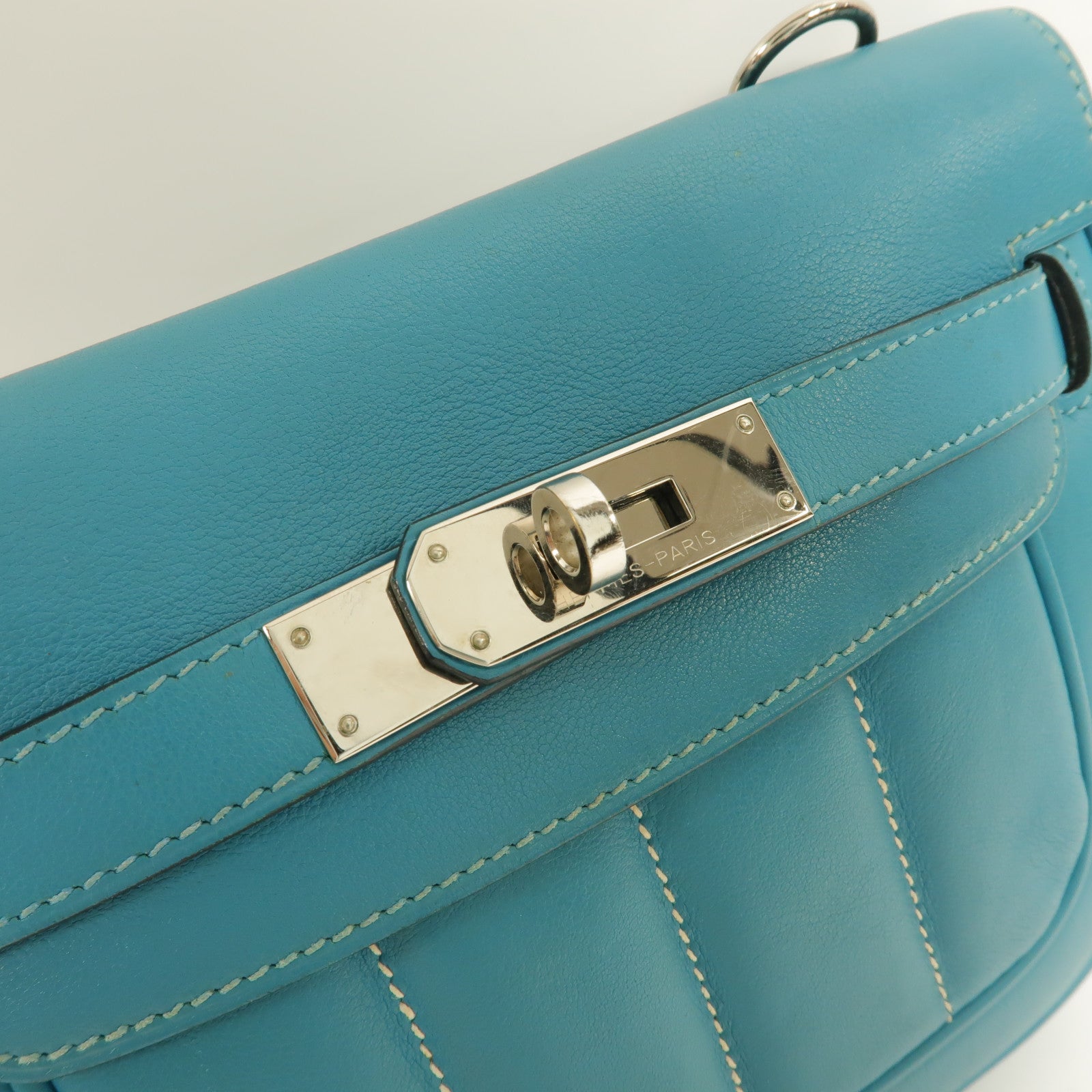 HERMES Swift皮革Berline Mini肩背袋Blue Paon