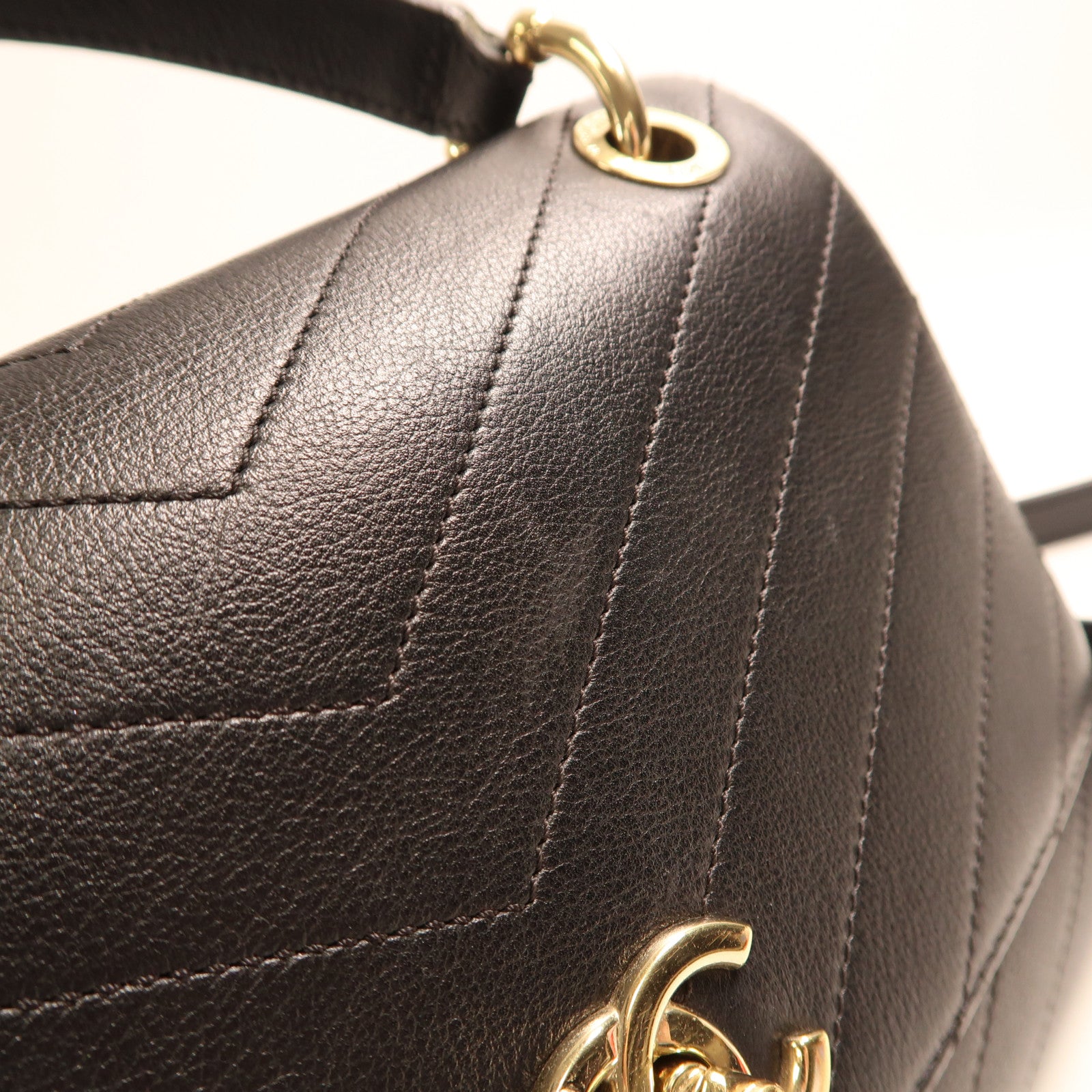 CHANEL 【激減優惠】皮革2 Way Shoulder金扣手挽肩背兩用袋