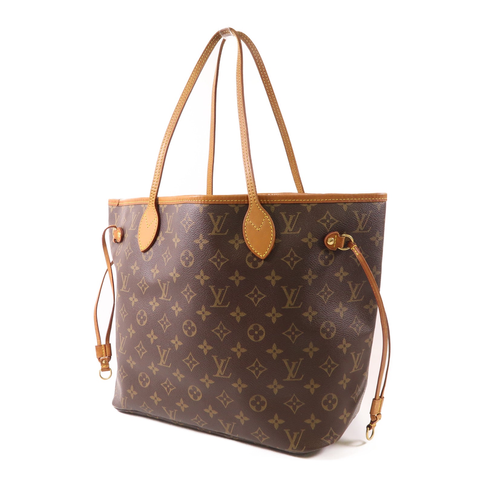 LOUIS VUITTON Monogram Neverfull MM金扣手挽袋