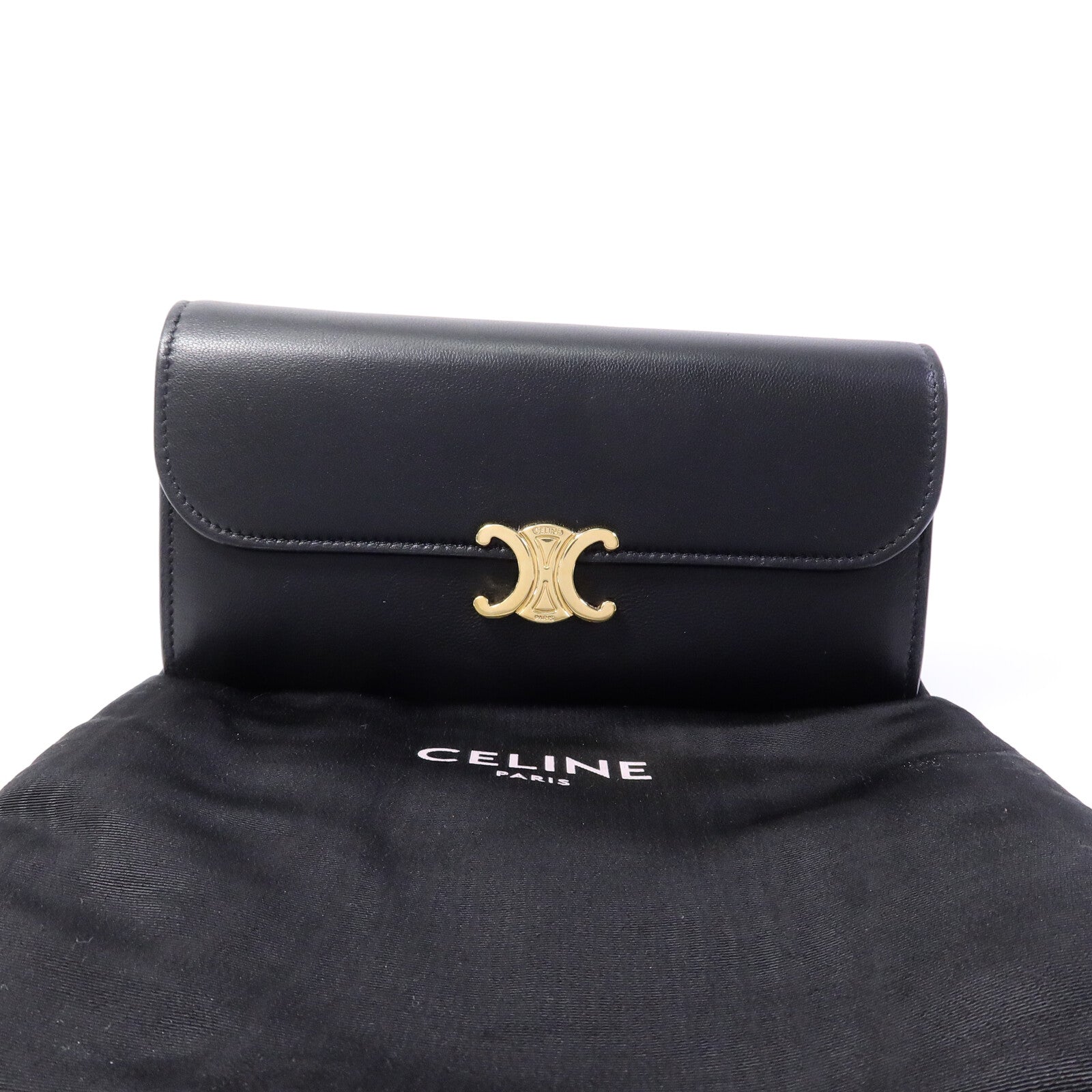 CELINE 牛皮皮革Triomphe Long Wallet長錢包