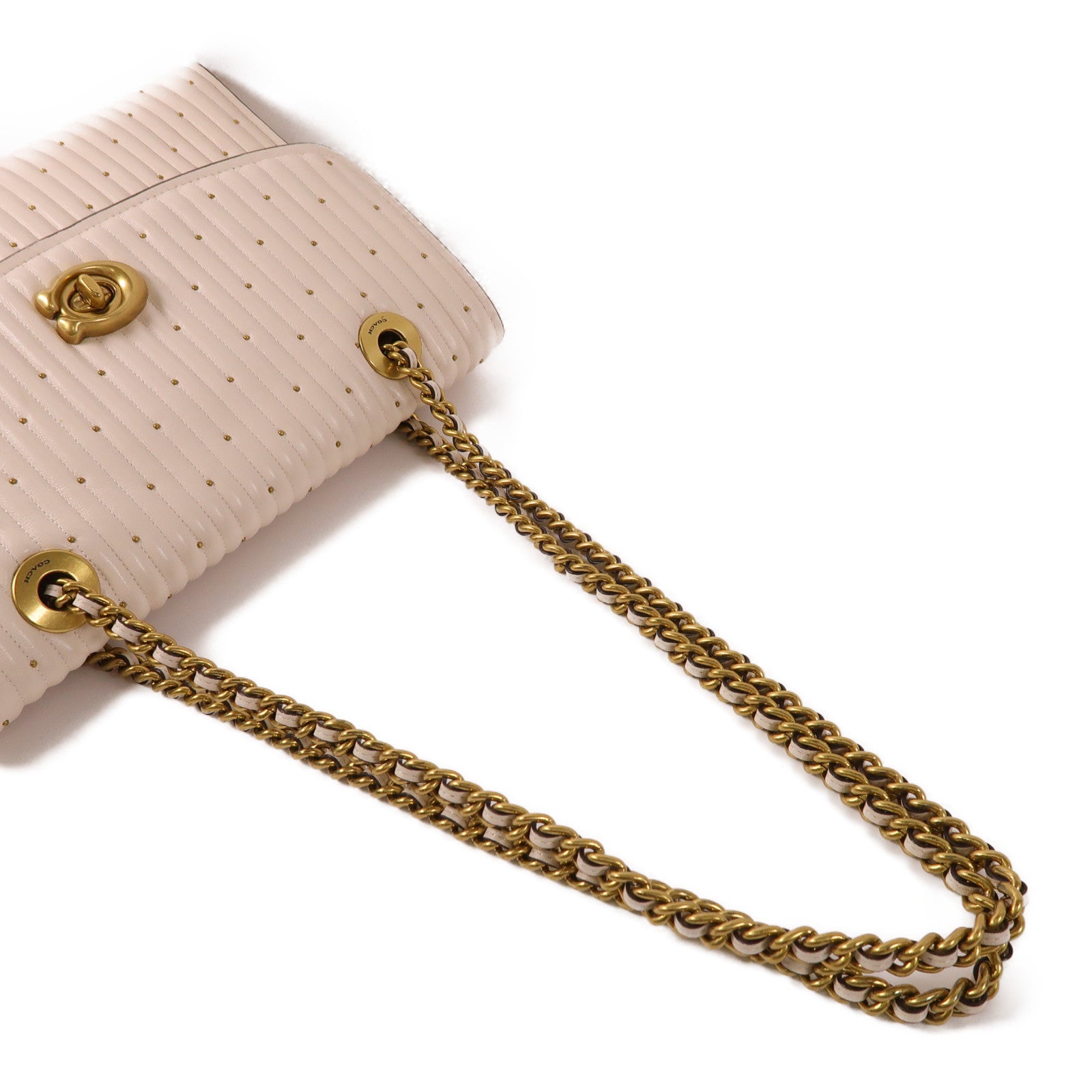 COACH 羊皮皮革Chain Shoulder Bag金扣鏈帶肩背袋
