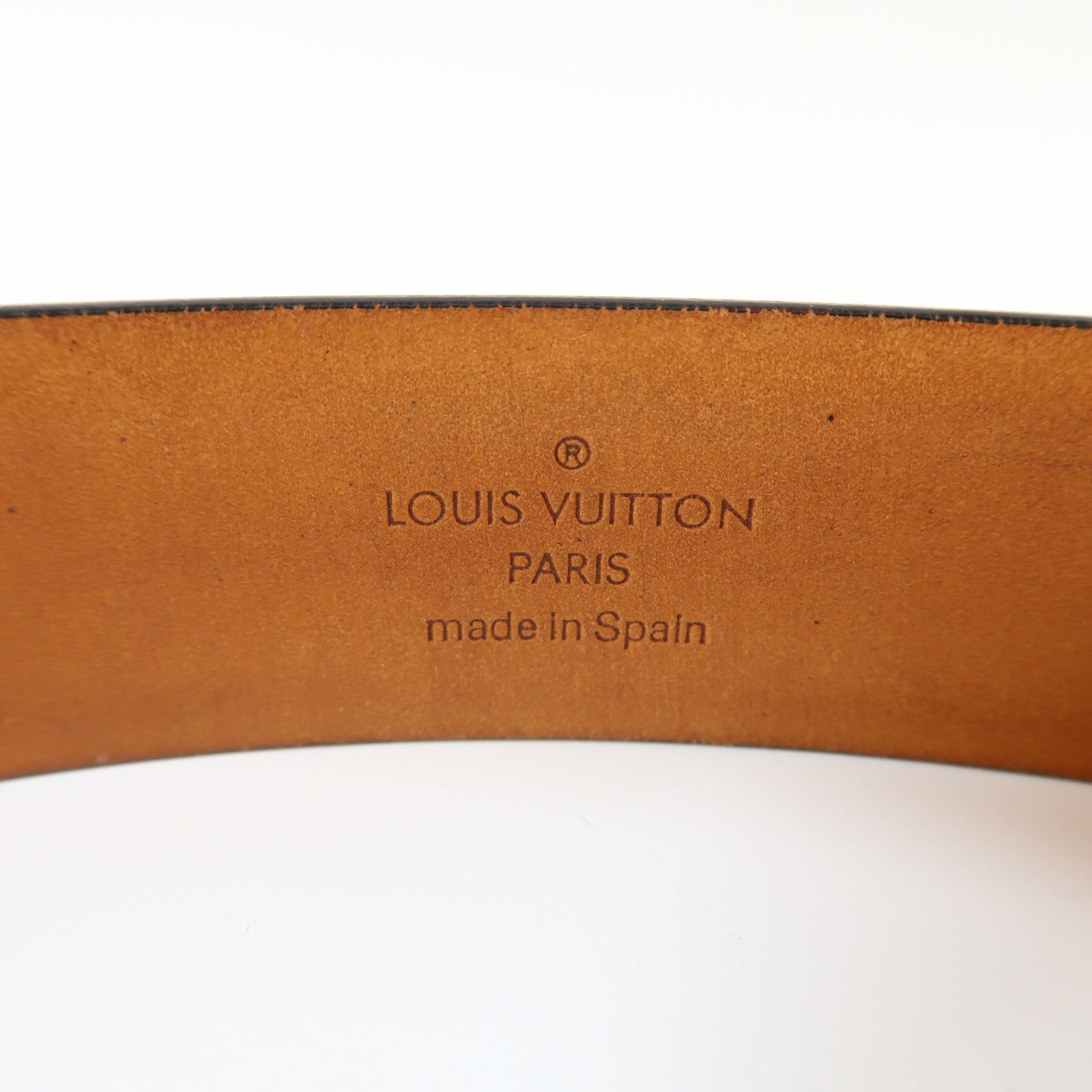 LOUIS VUITTON 牛皮皮革Belt 85cm銀扣皮帶黑色/啡色