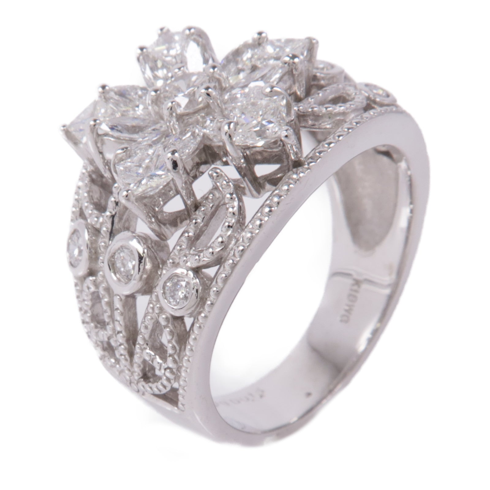 JEWELRY Diamond Ring 18K White Gold US#6