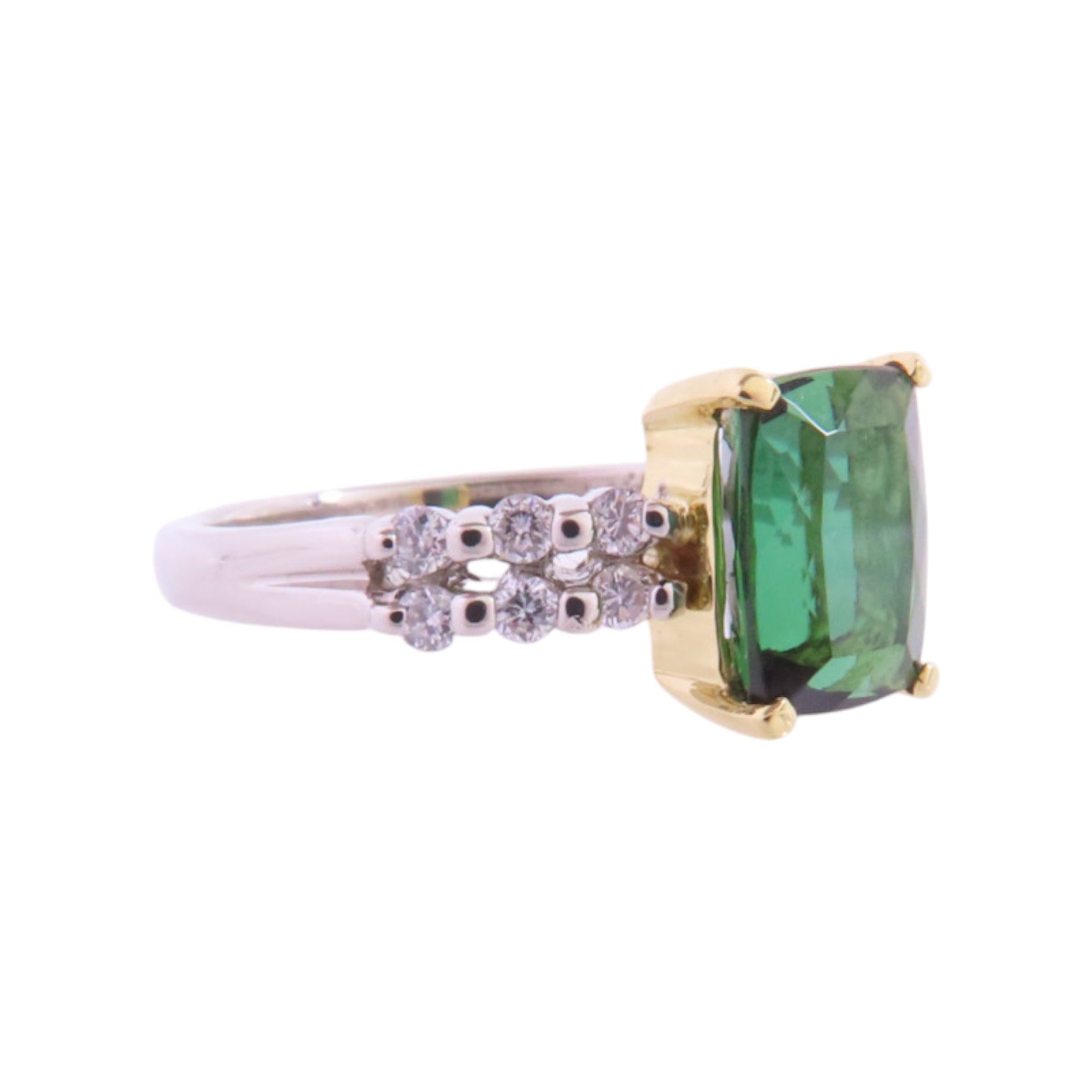 JEWELRY PT900鉑金/18K黃金/碧璽石/鑽石Tourmaline  Diamond Ring戒指US#6