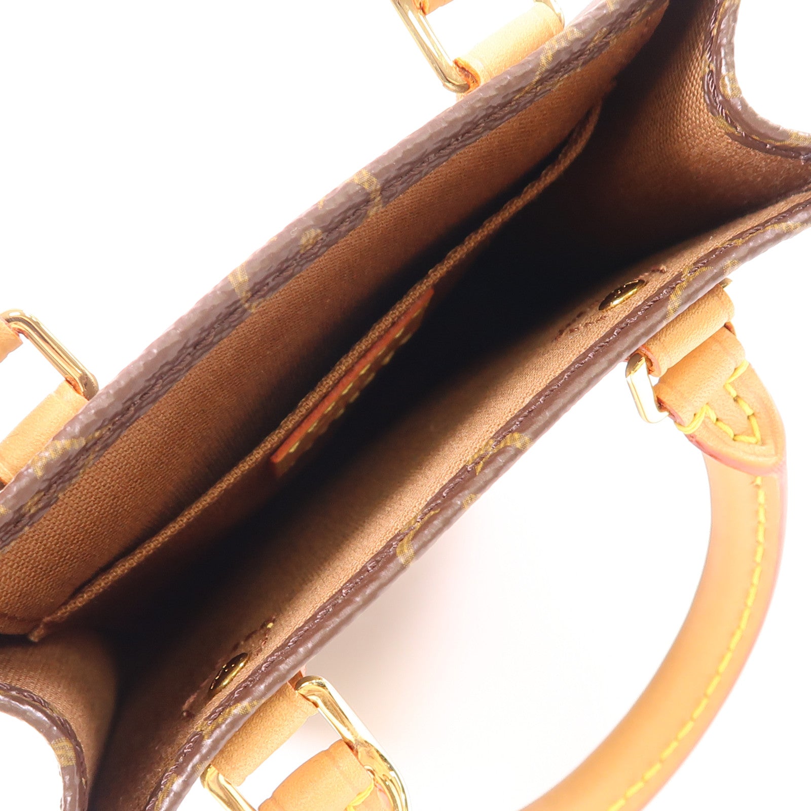 LOUIS VUITTON Monogram Petit Sac Plat金扣手挽肩背兩用袋棕色