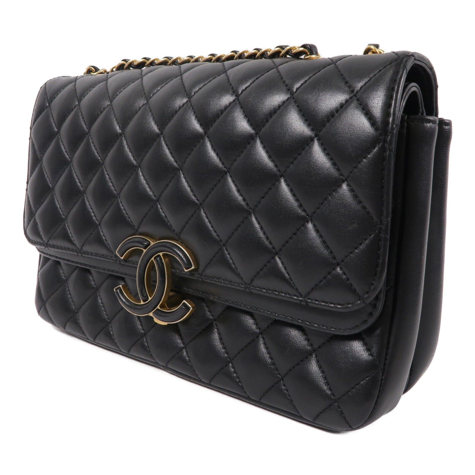 CHANEL 羊皮皮革CC Logo Flap鏈帶肩背袋