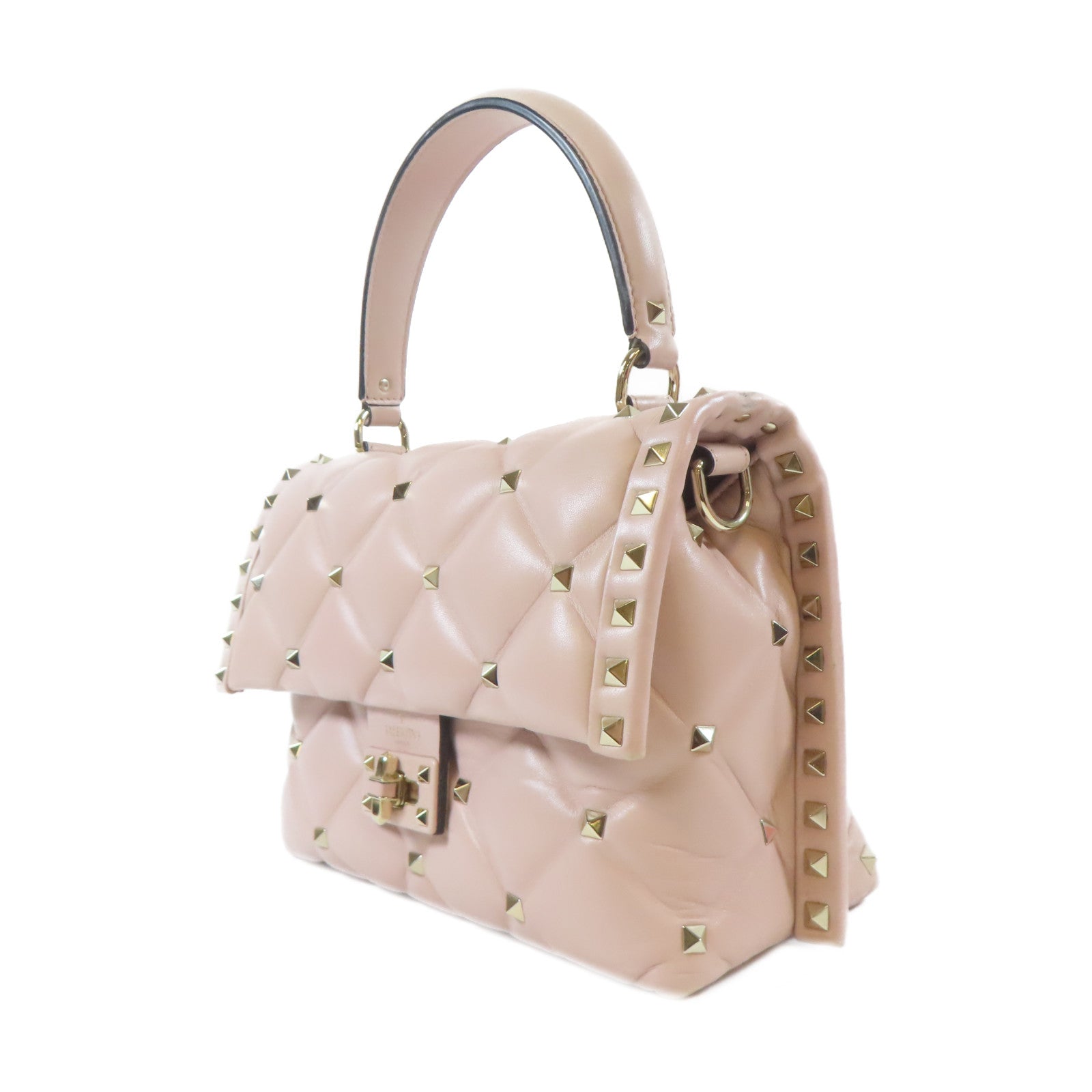 Valentino 【激減優惠】羊皮皮革2way Shoulder Bag金扣手挽肩背兩用袋粉紅色